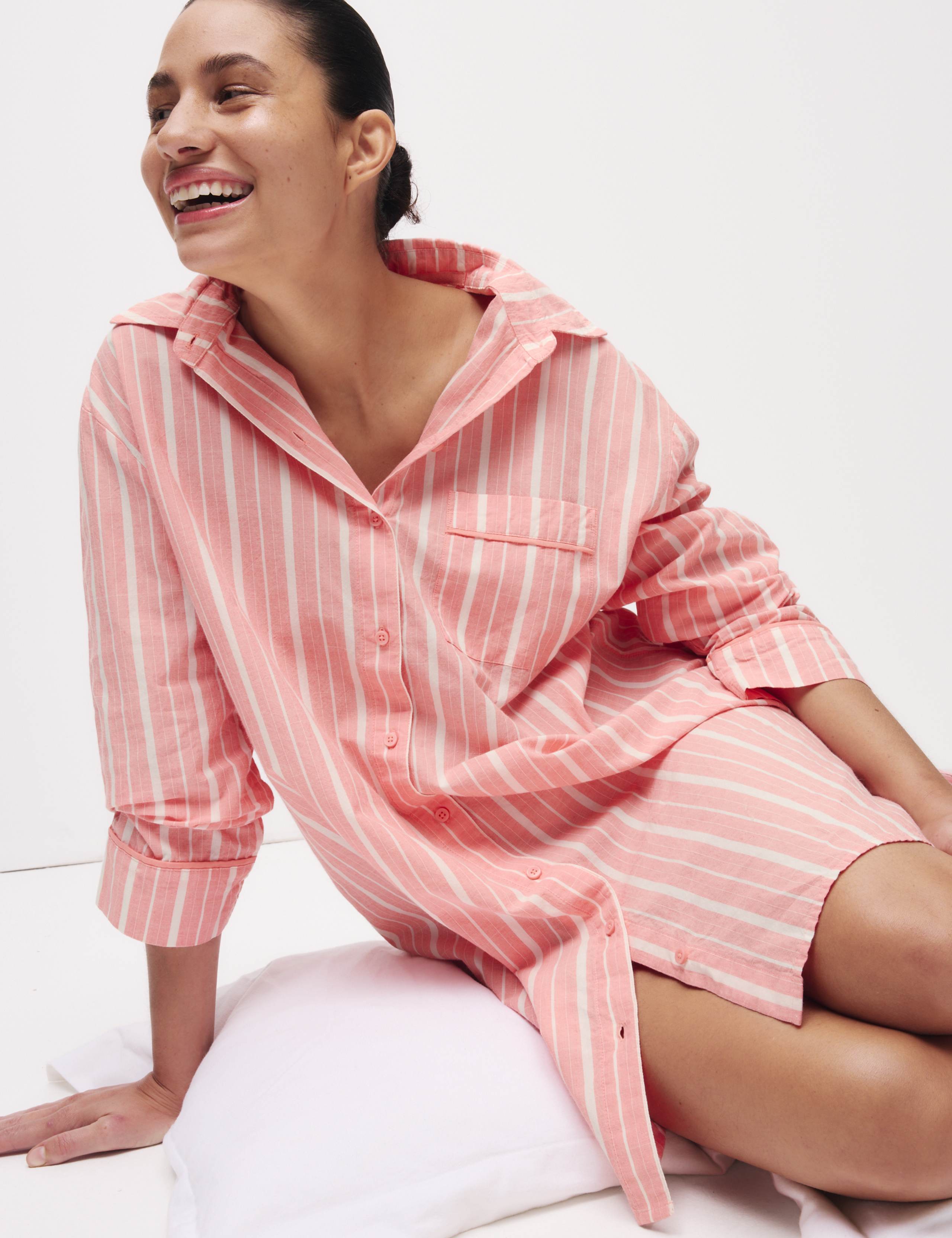 Pure Cotton Striped Nightshirt 1 of 5
