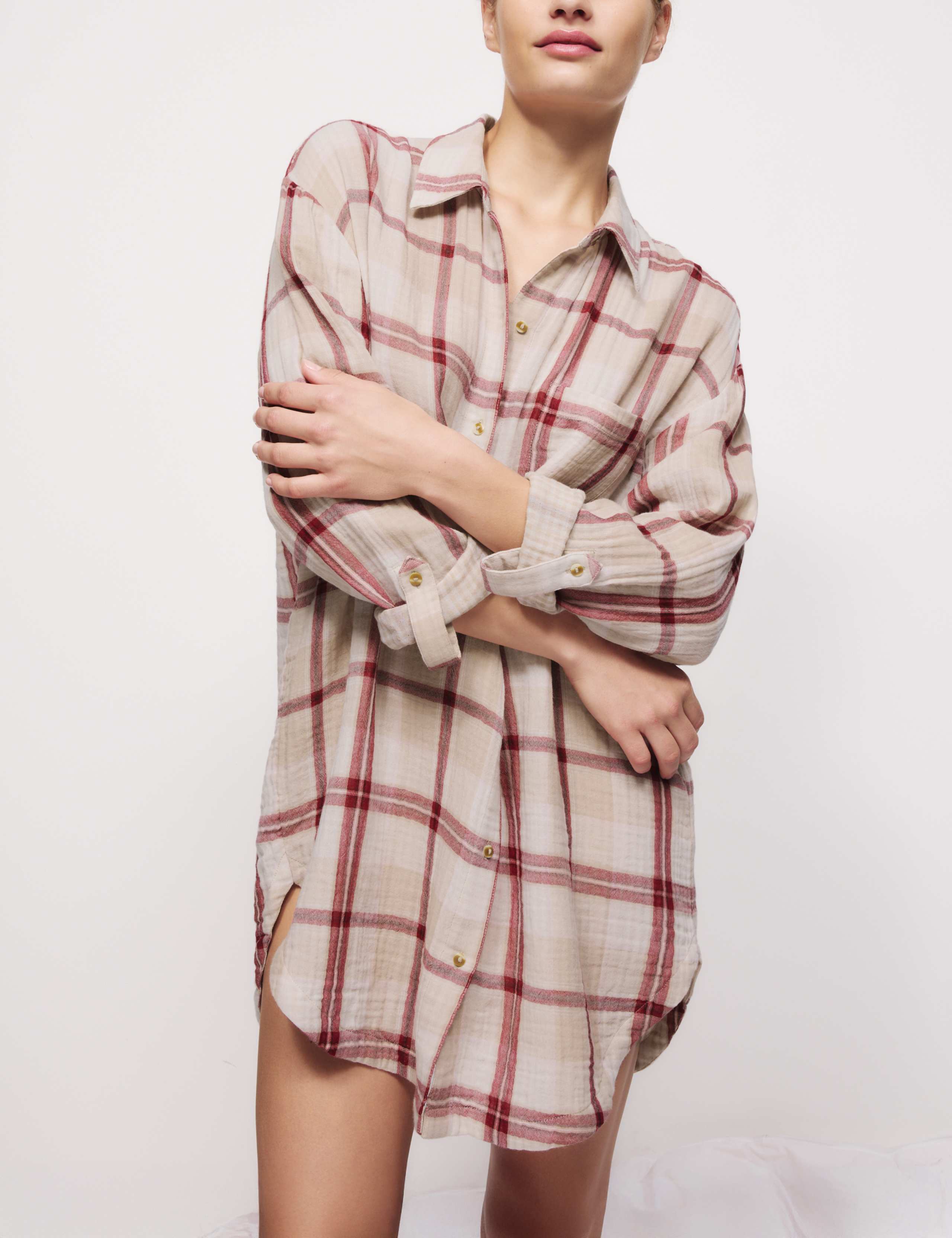 Pure Cotton Checked Nightshirt 4 of 5