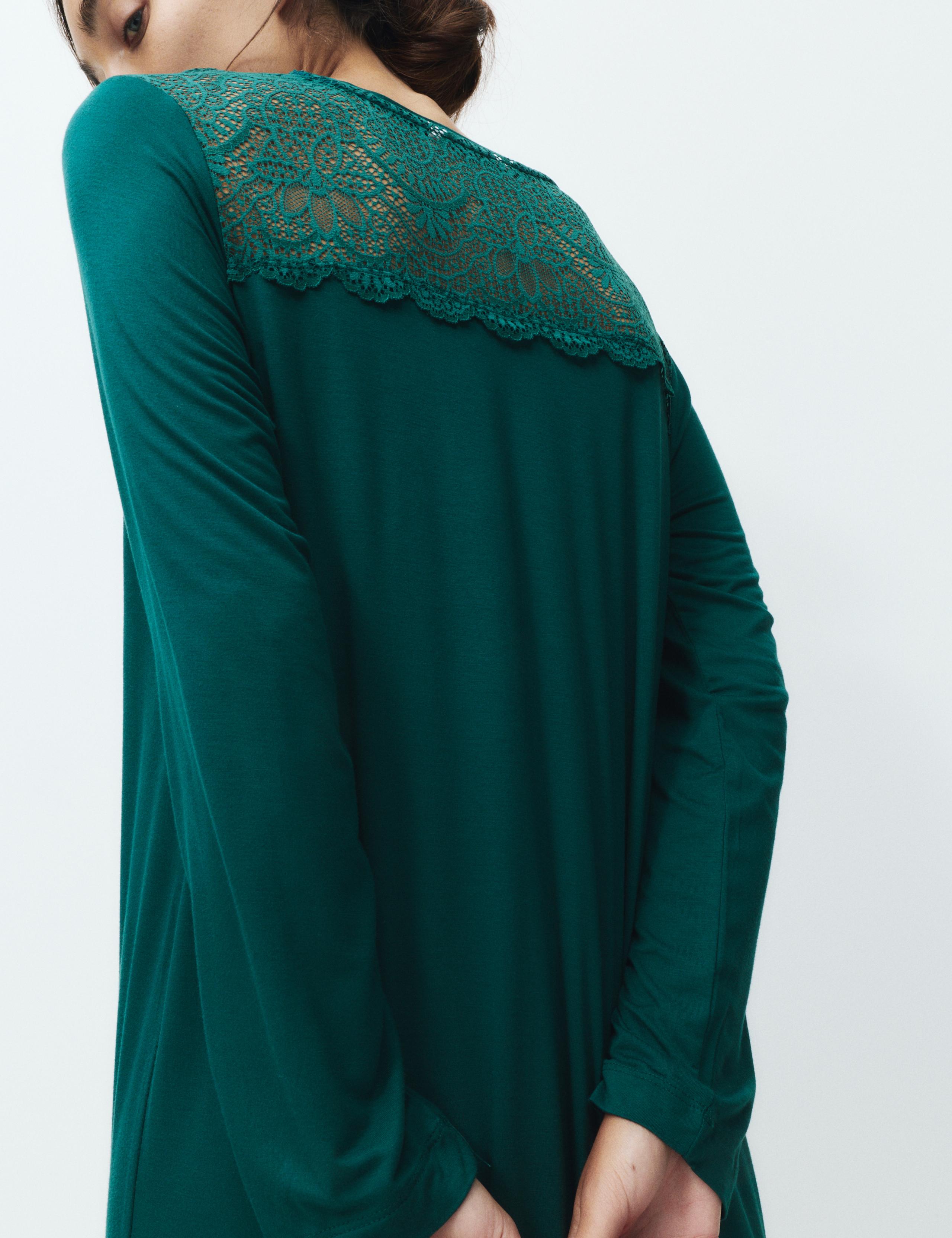 Viscose Lace Long Sleeve Nightdress 1 of 5