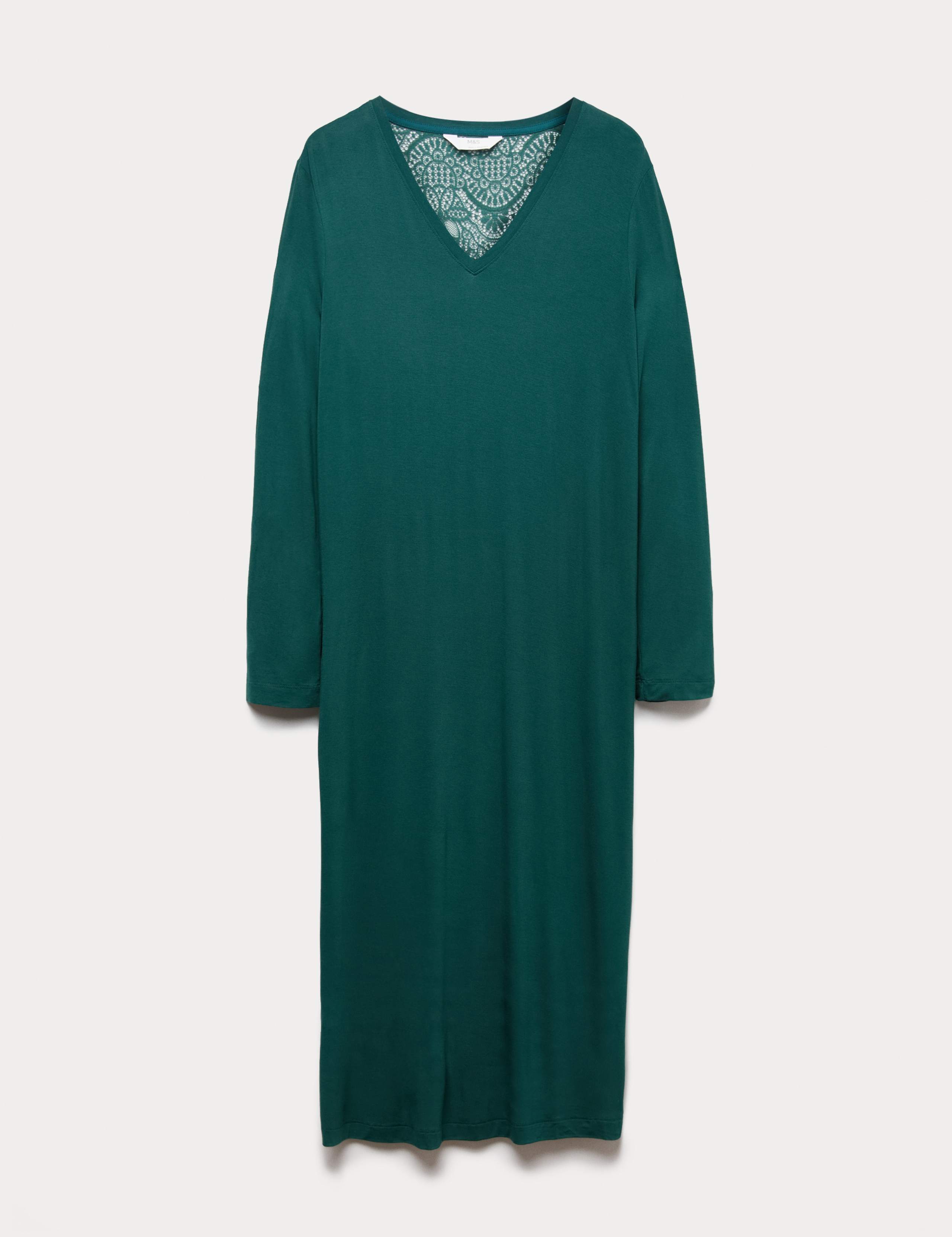 Viscose Lace Long Sleeve Nightdress 2 of 5