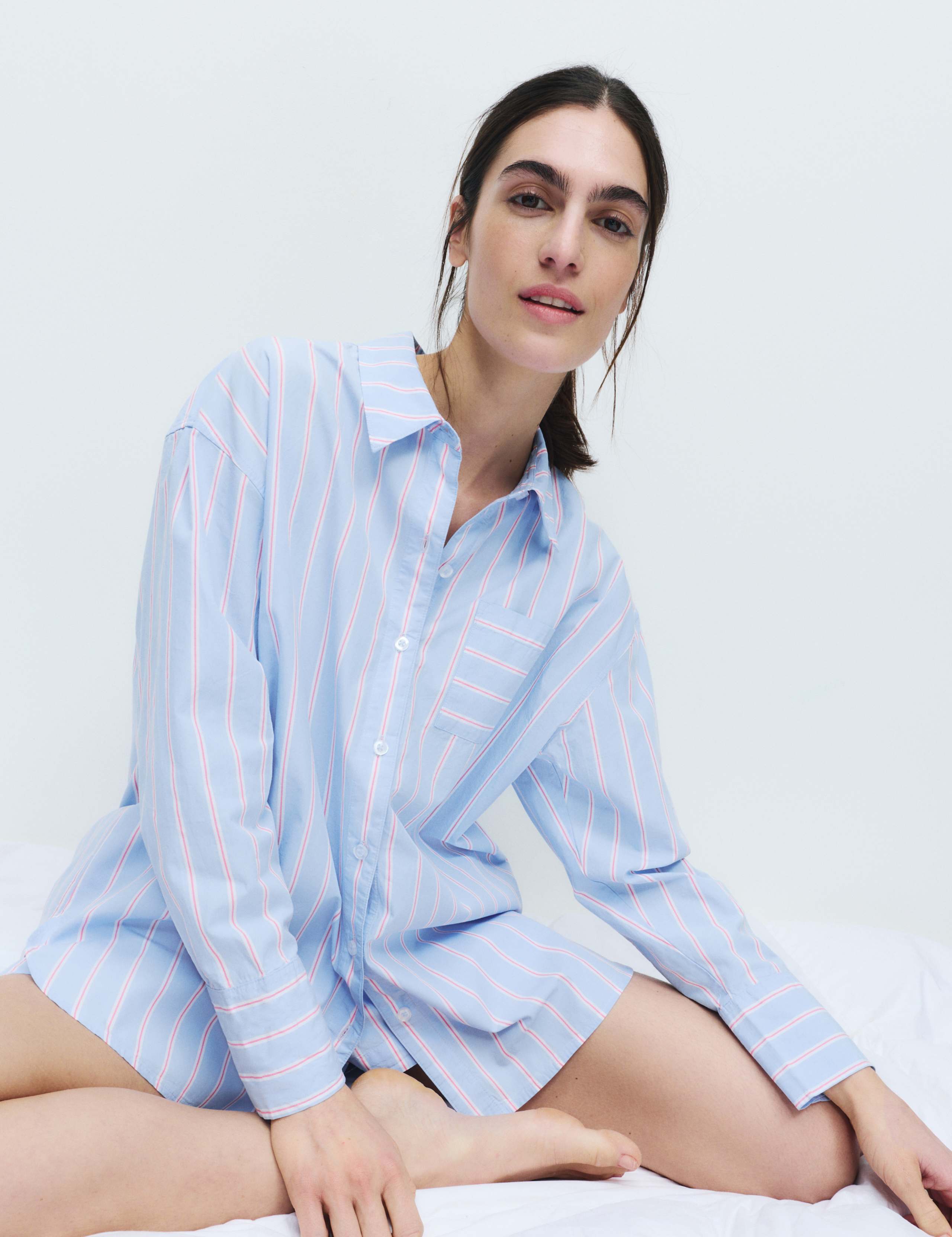 Pure Cotton Poplin Striped Nightshirt 1 of 2
