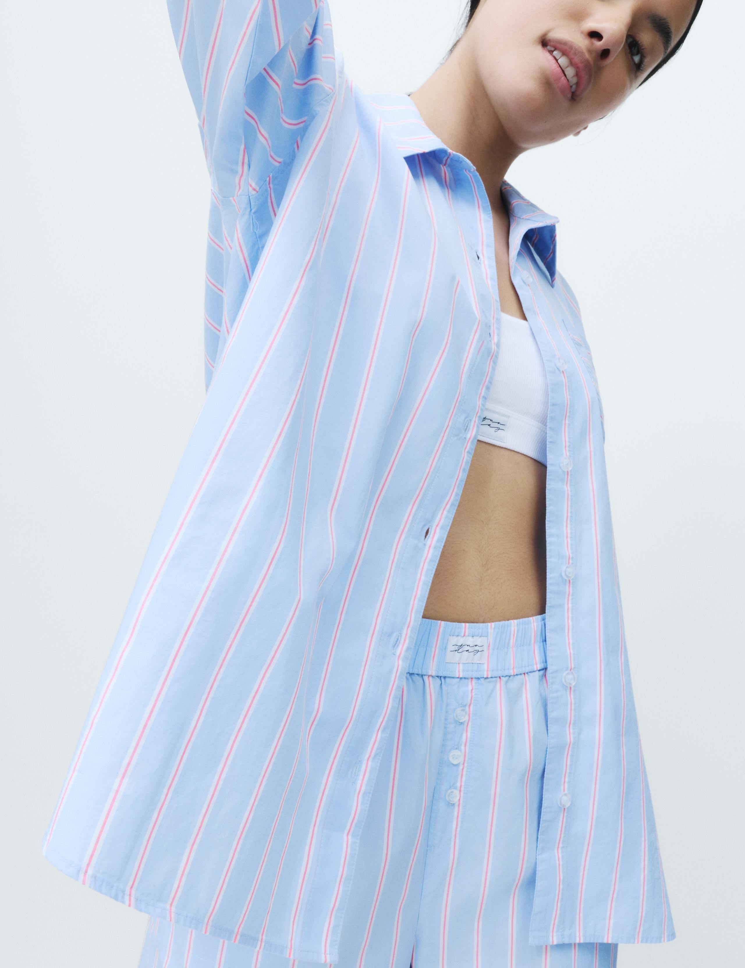 Pure Cotton Poplin Striped Pyjama Top 4 of 6