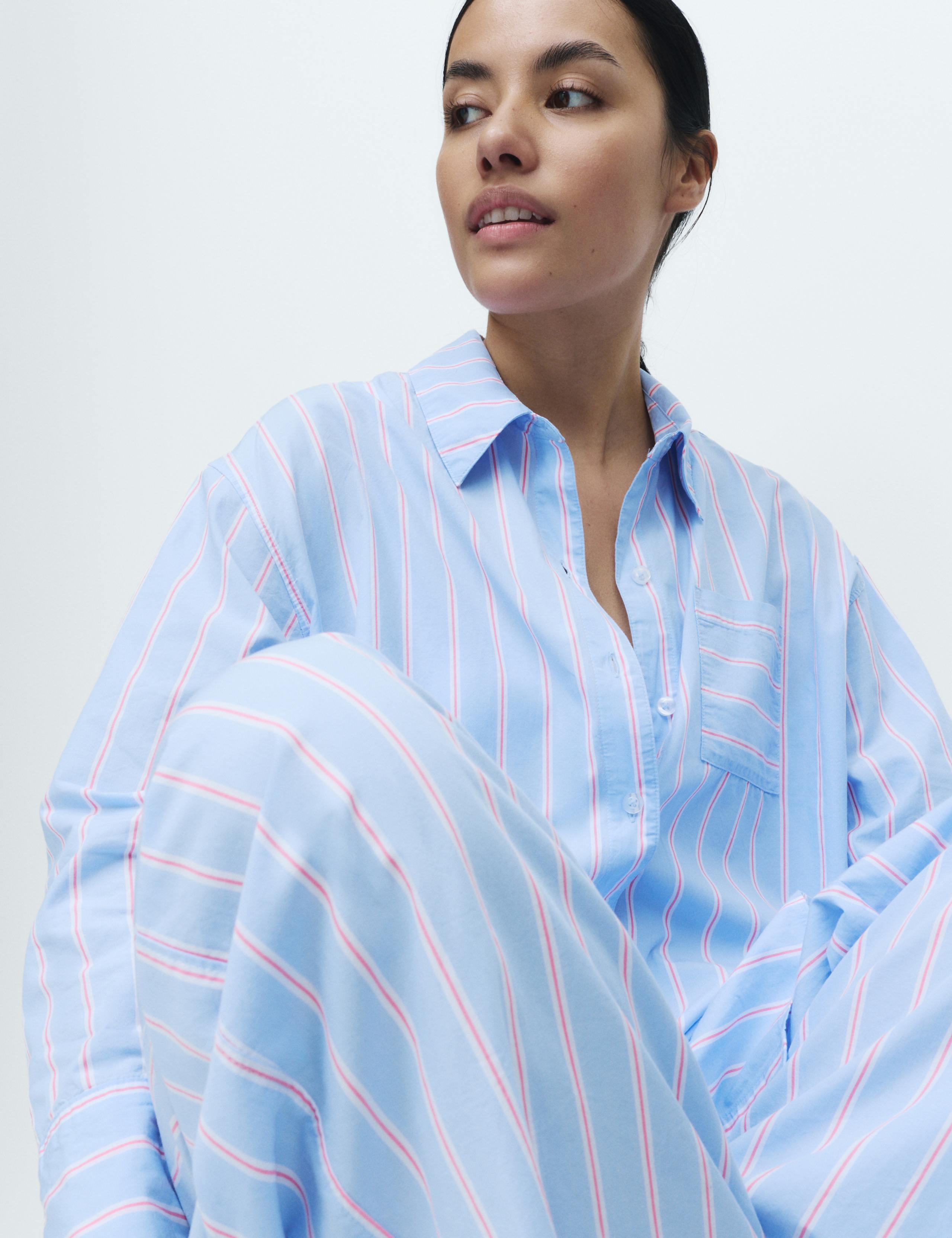 Pure Cotton Poplin Striped Pyjama Top 6 of 6