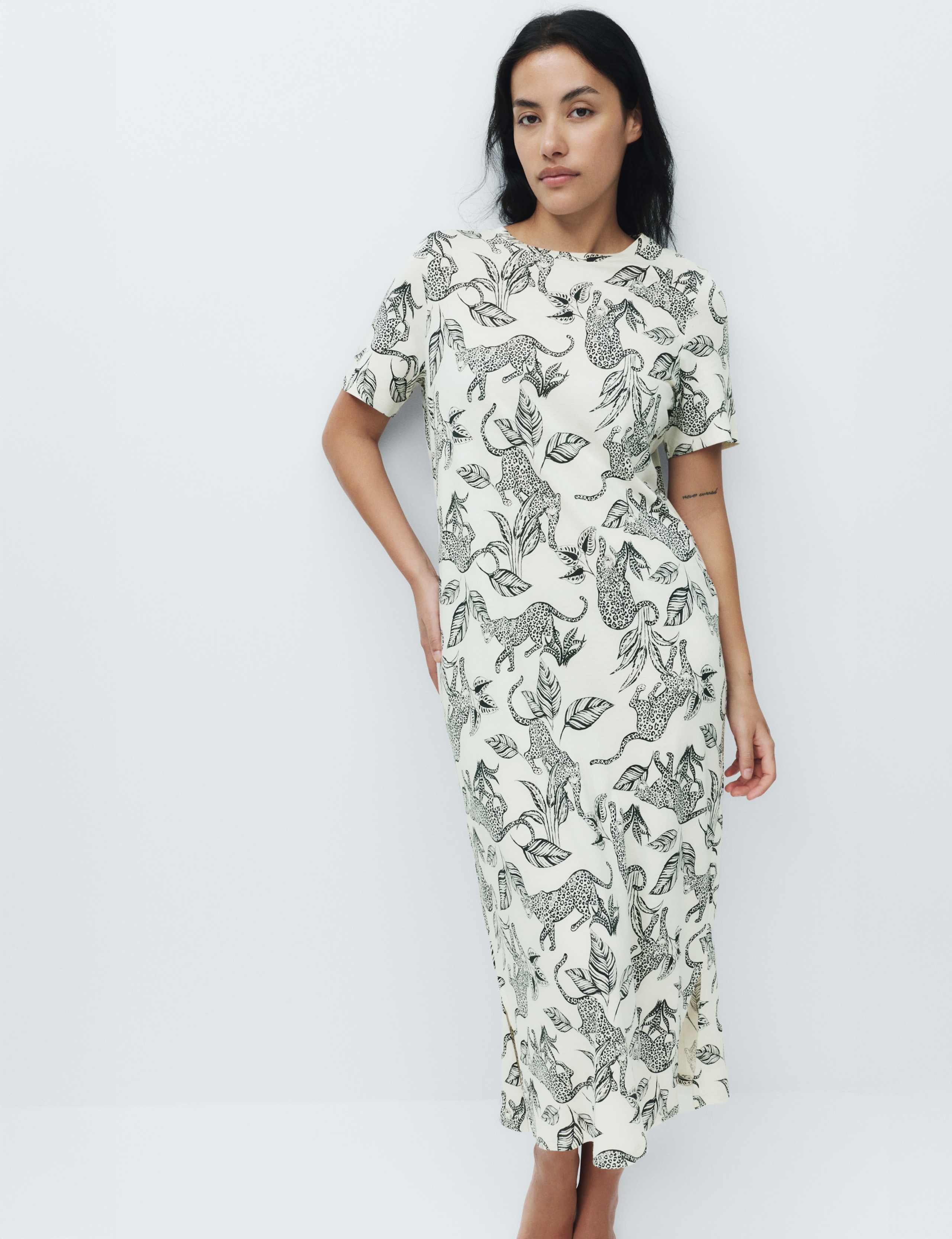 Cotton Modal Printed Long Nightdress 1 of 5
