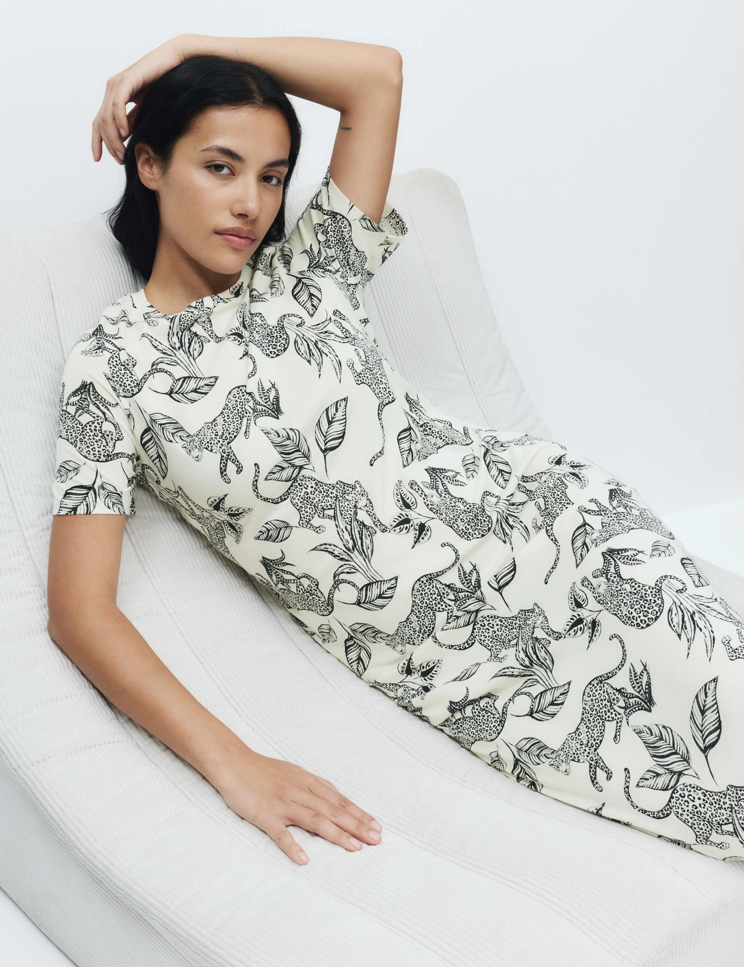 Cotton Modal Printed Long Nightdress 5 of 5