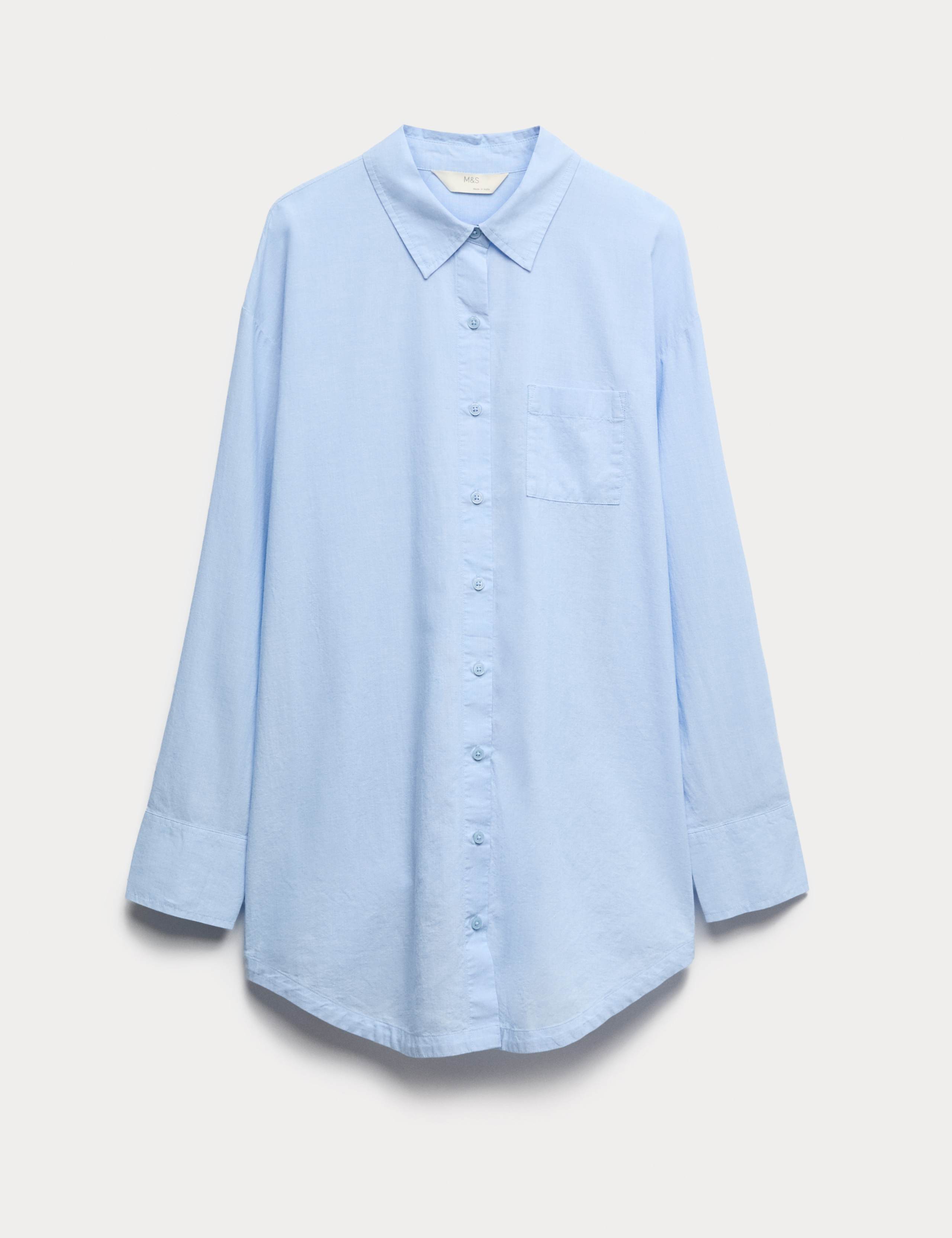 Pure Cotton Chambray Collared Nightshirt 2 of 5