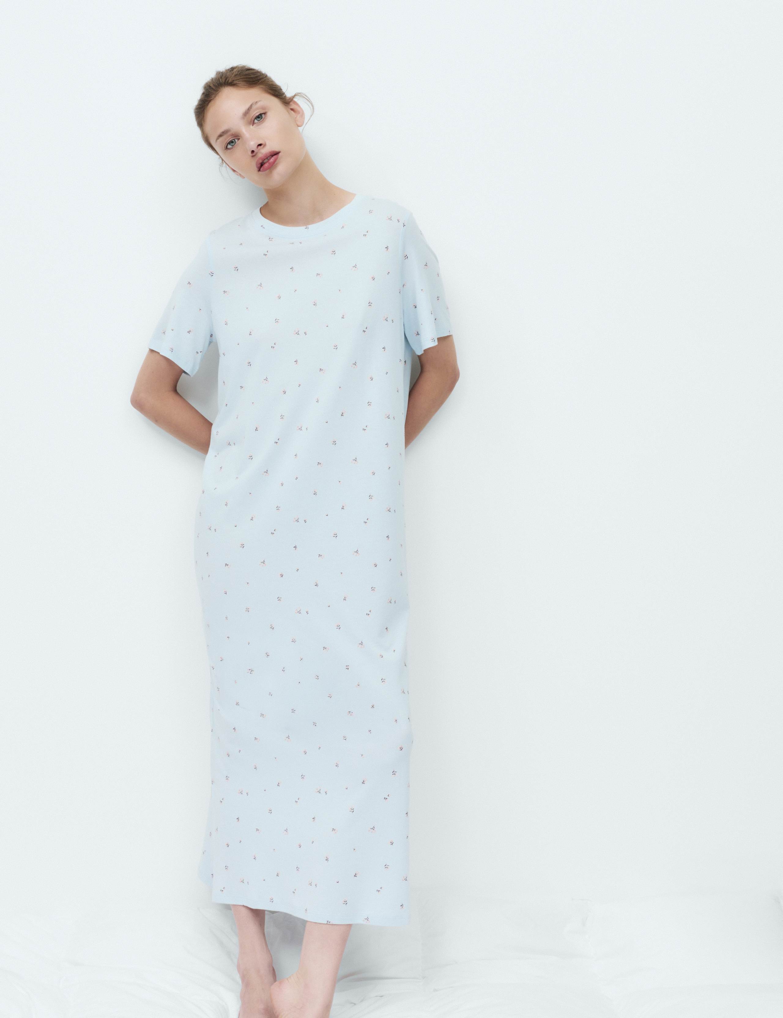 Cotton Modal Printed Long Nightdress 3 of 6