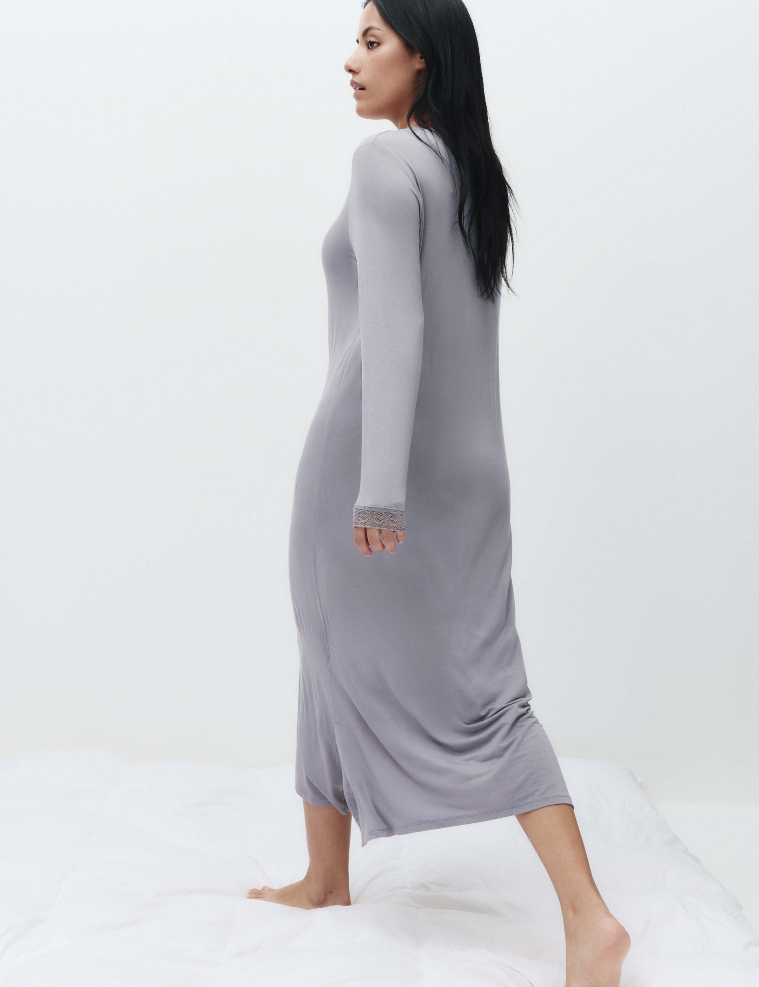 Lace Detail Long Sleeve Nightdress 4 of 4