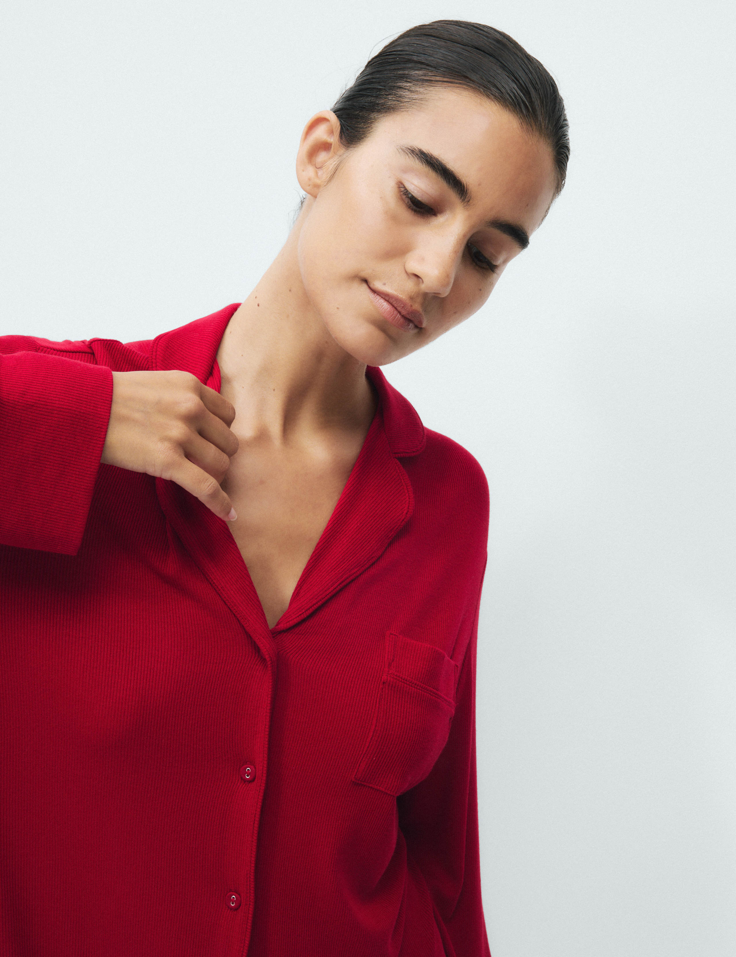 Ribbed Collared Long Sleeve Nightshirt 4 of 4
