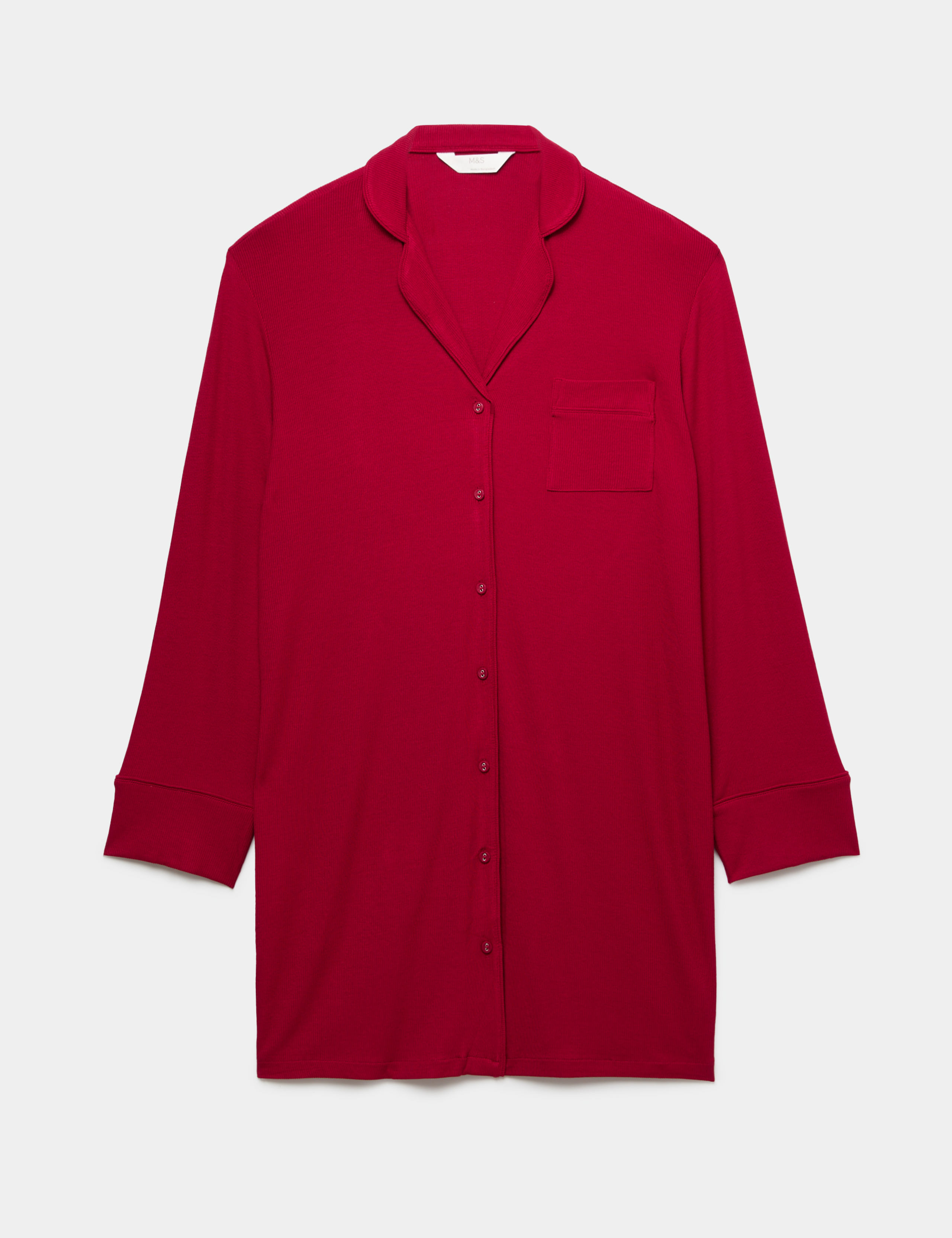 Ribbed Collared Long Sleeve Nightshirt 2 of 4