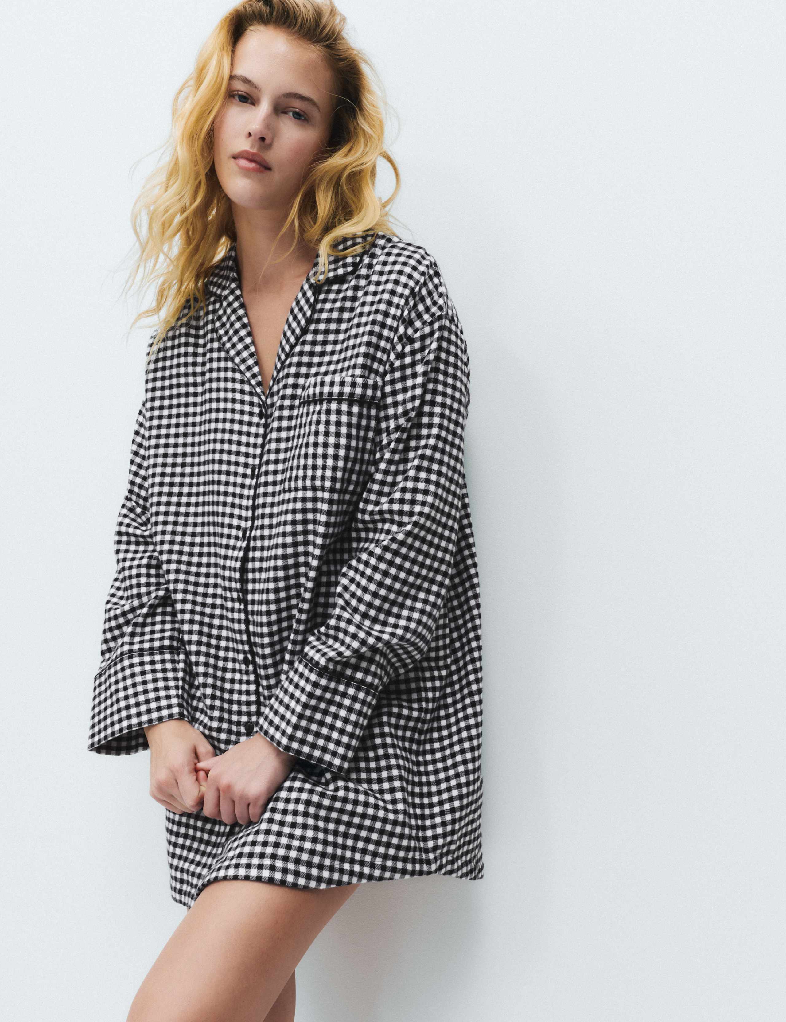 Pure Cotton Gingham Short Nightshirt 5 of 5