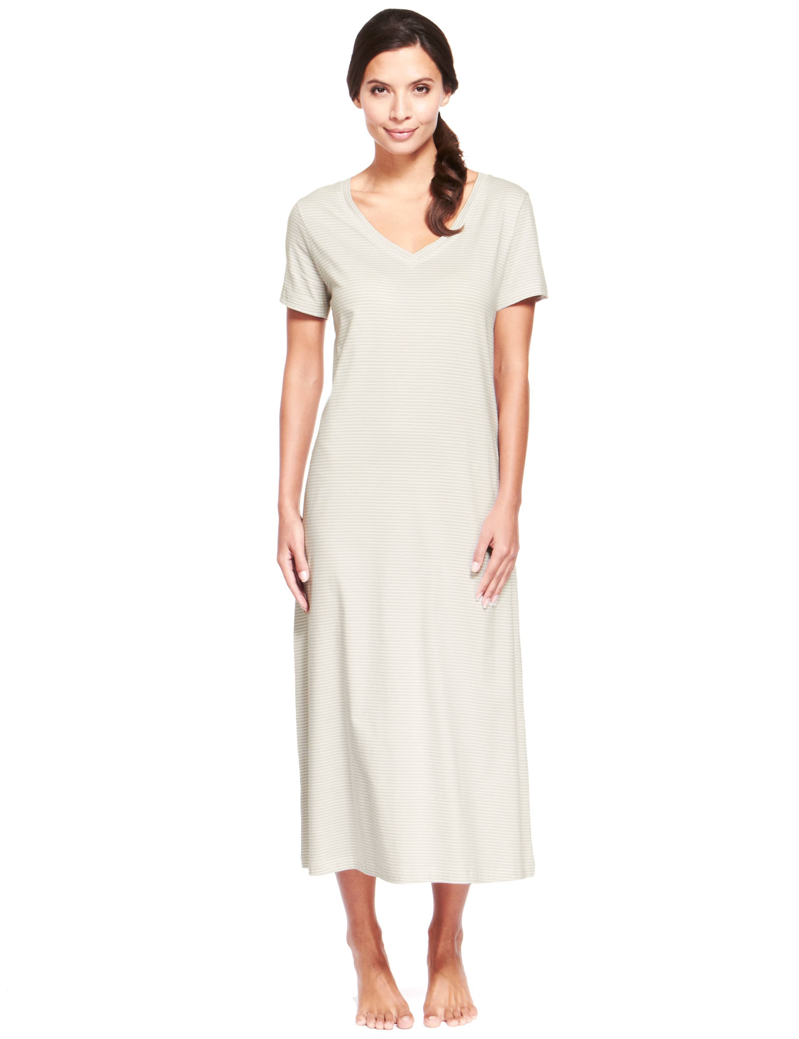 Pure Cotton Striped Long Nightdress with Cool Comfort™ Technology 1 of 4