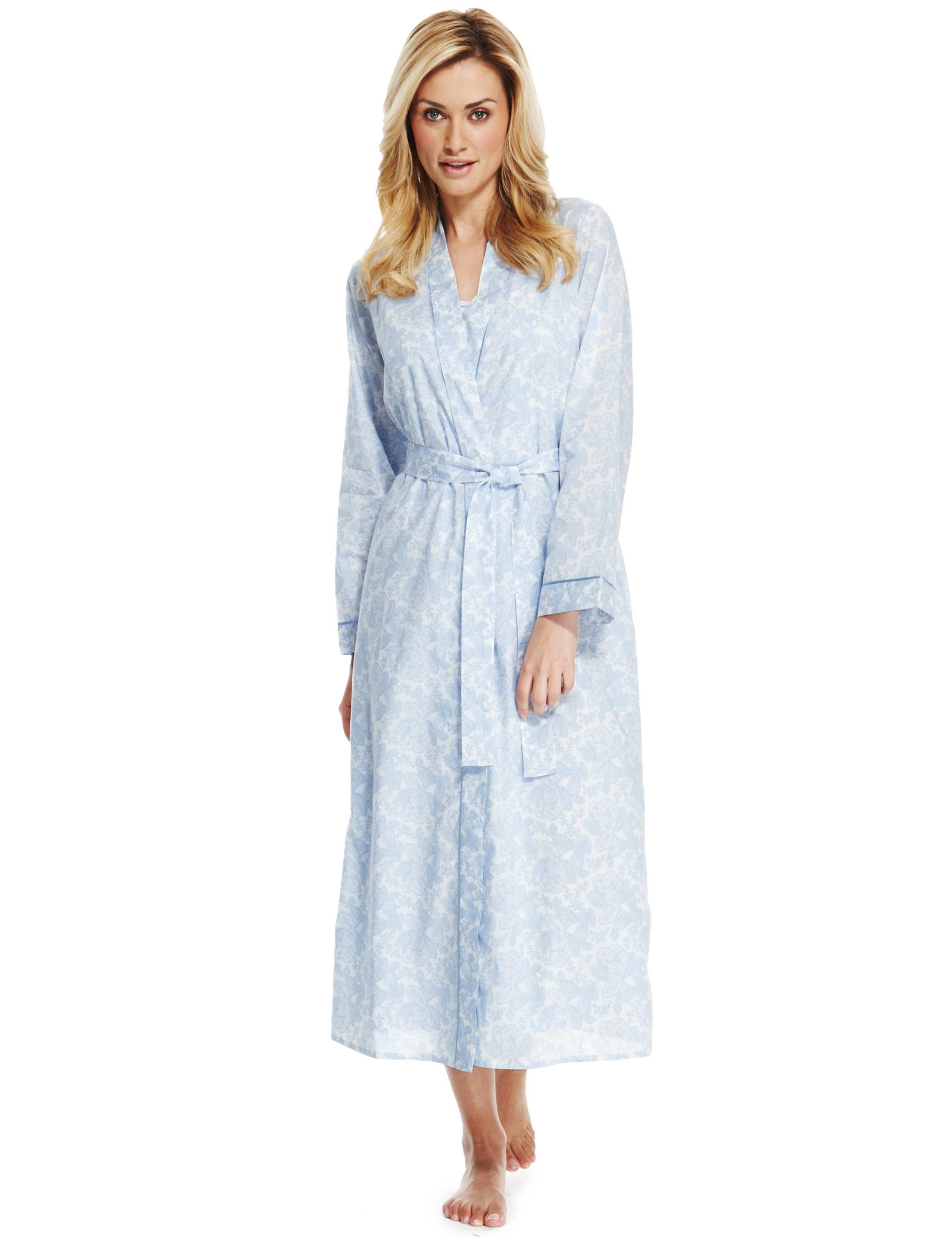 Pure Cotton Floral Dressing Gown with Cool Comfort™ Technology 1 of 6