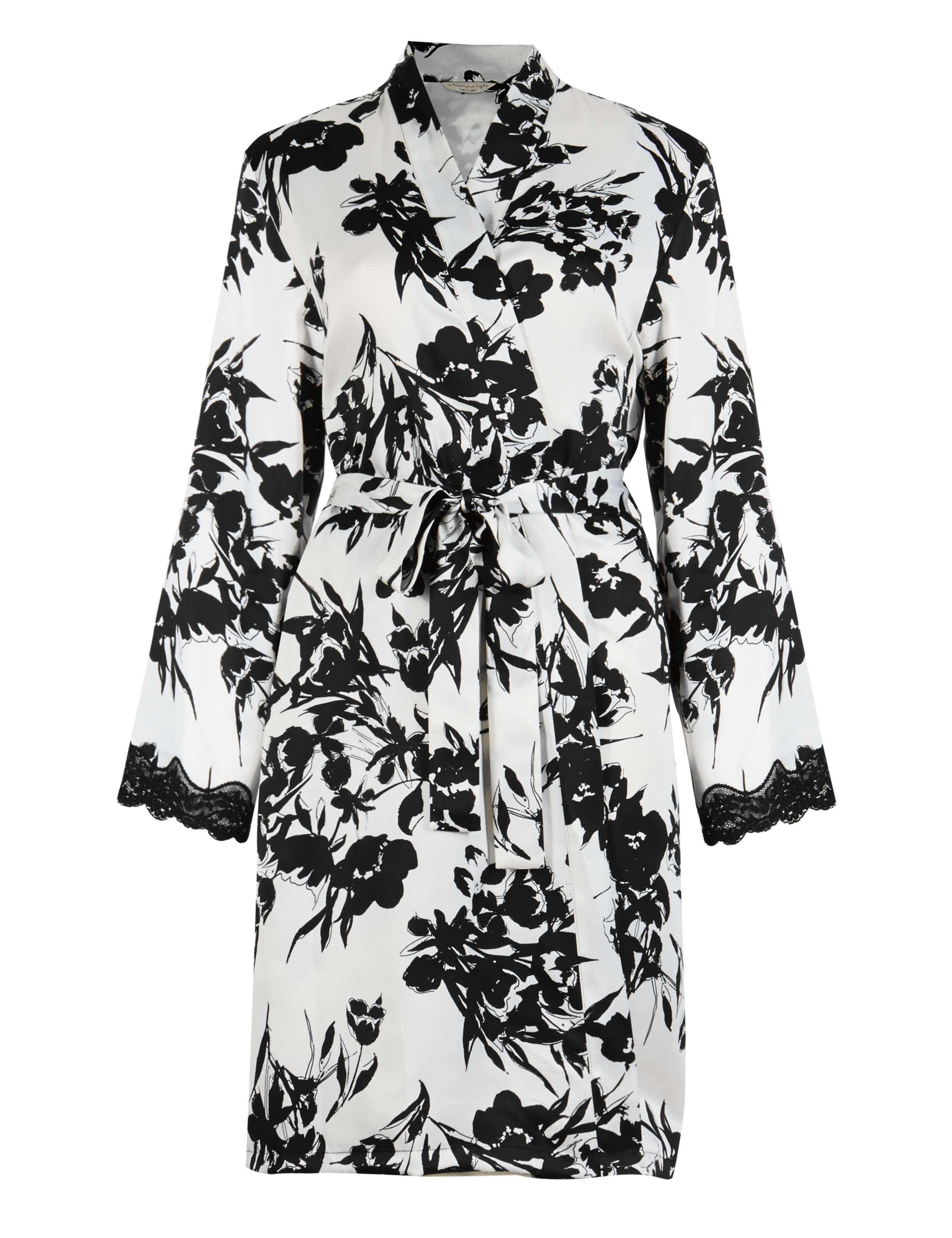 Floral Belted Satin Short Wrap 2 of 3