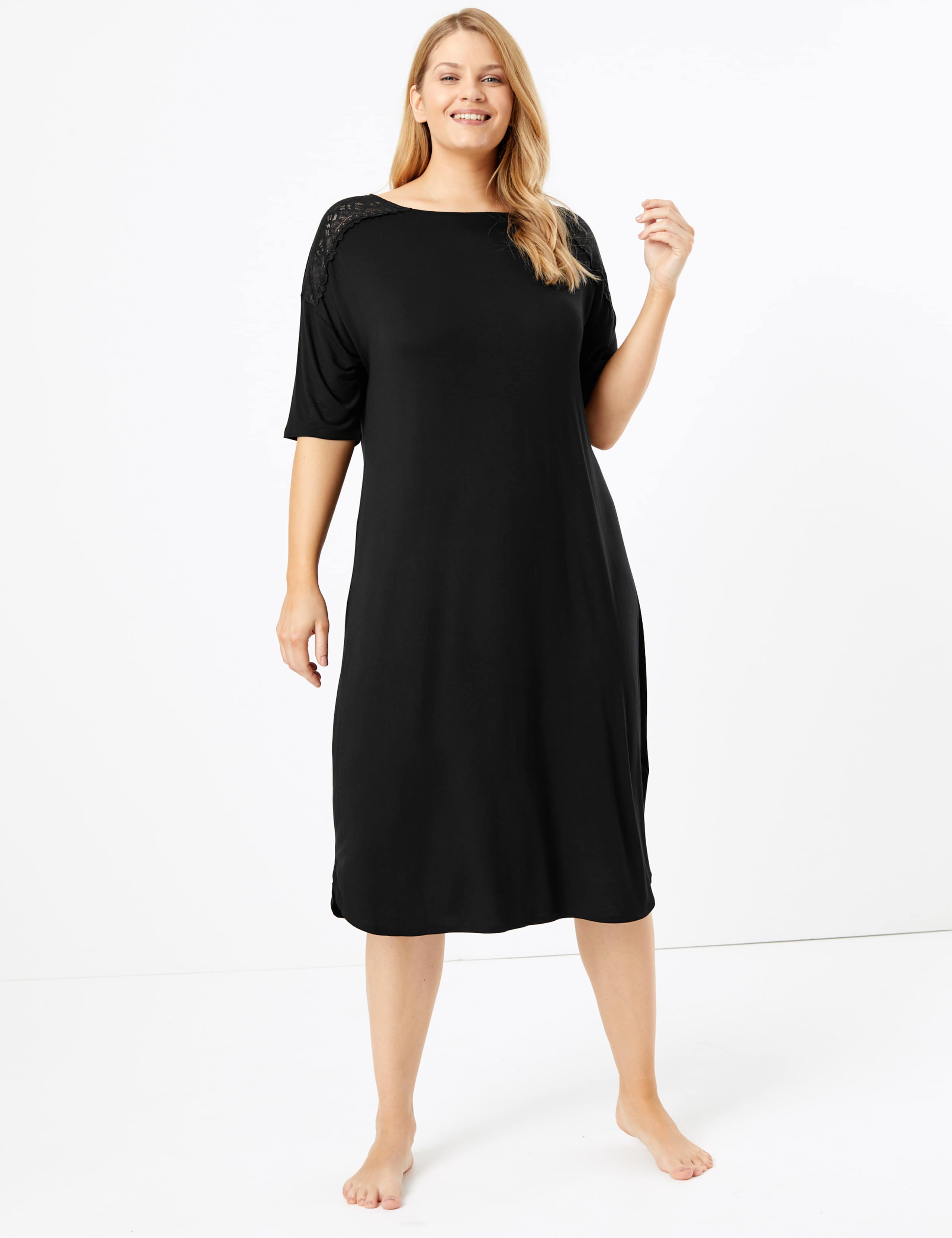 Sumptuously Soft™ Lace Trim Nightdress 1 of 4