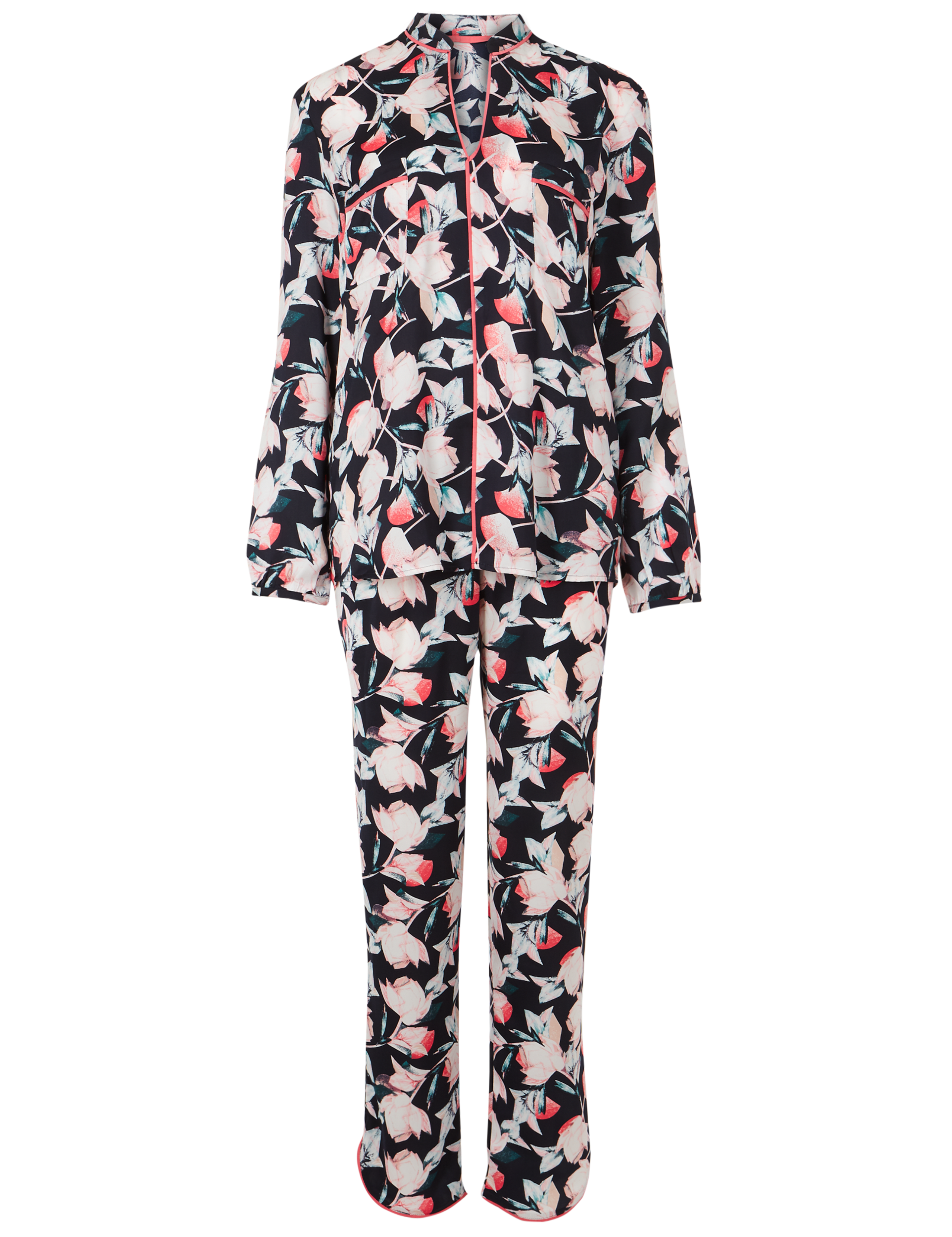 Satin Floral Print Long Sleeve Pyjama Set 4 of 5