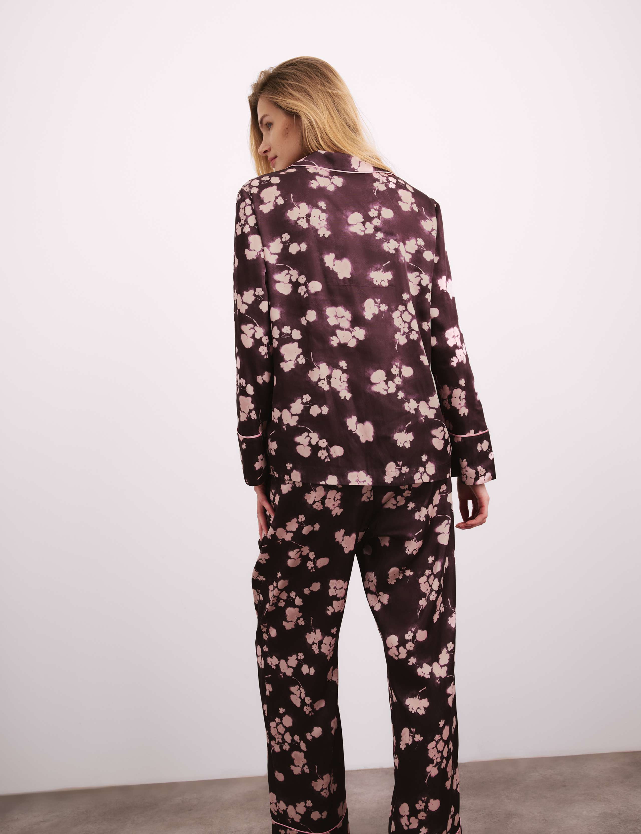 Satin Floral Print Pyjama Set 5 of 7