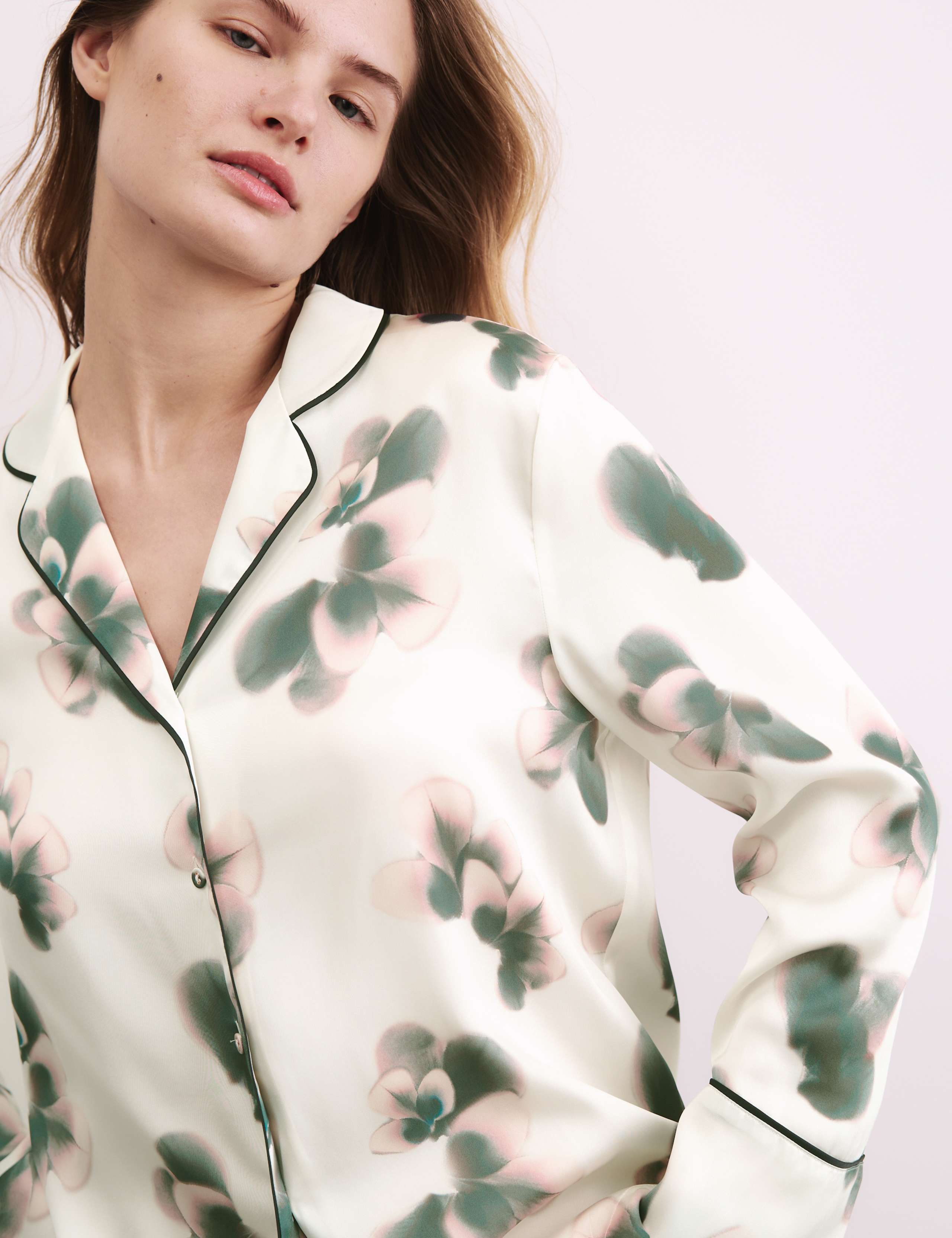 Satin Floral Print Pyjama Set 4 of 8