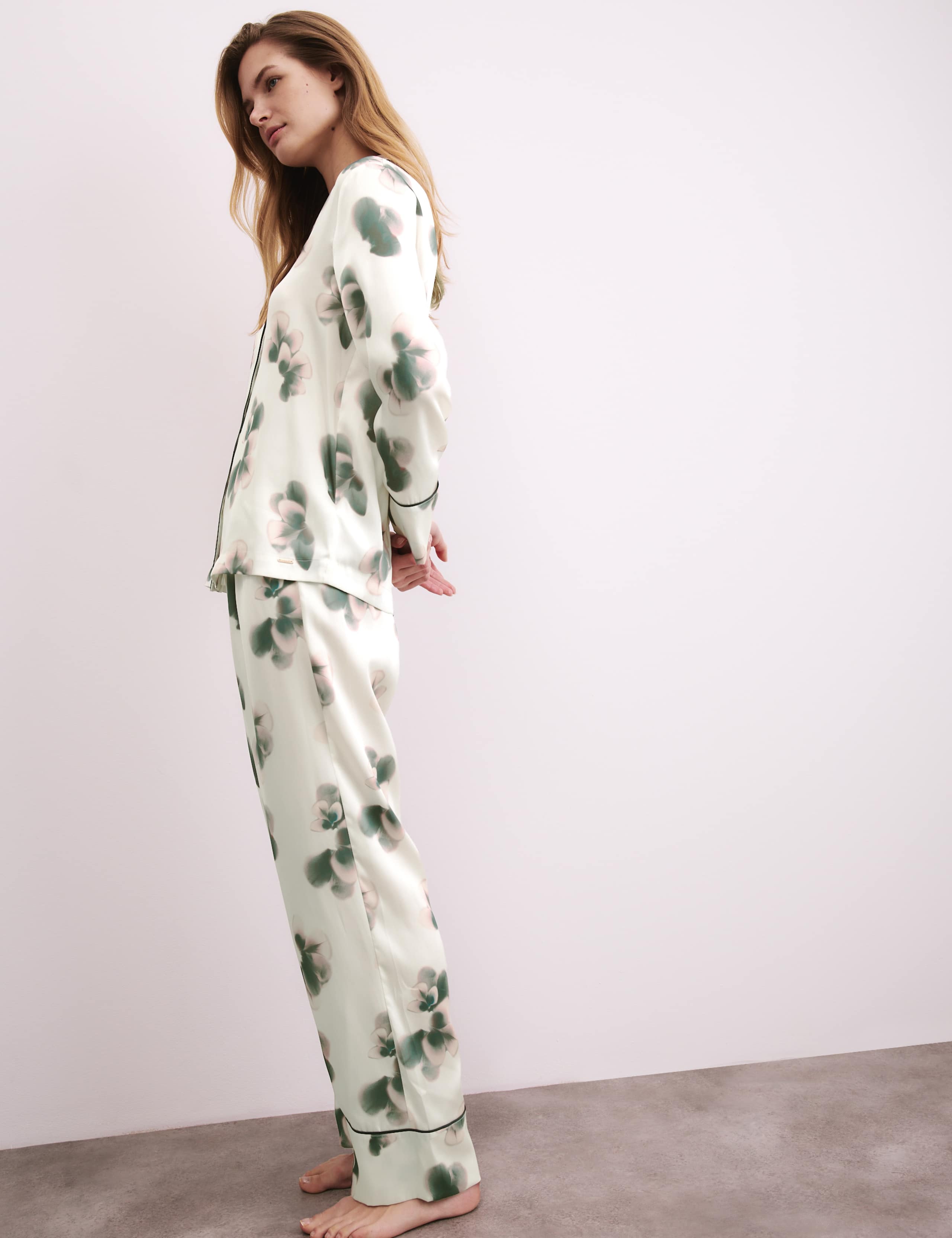 Satin Floral Print Pyjama Set 5 of 8