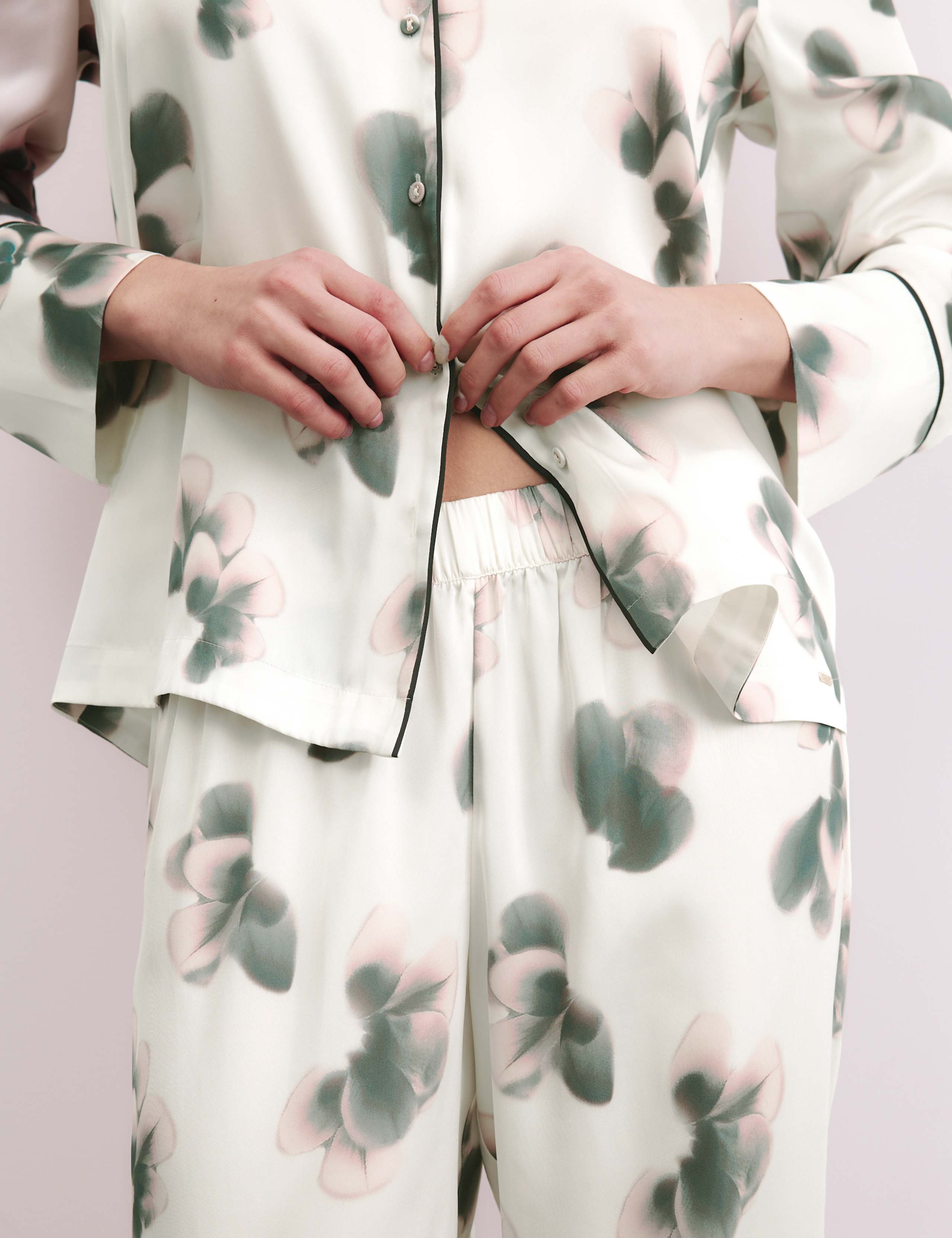 Satin Floral Print Pyjama Set 6 of 8
