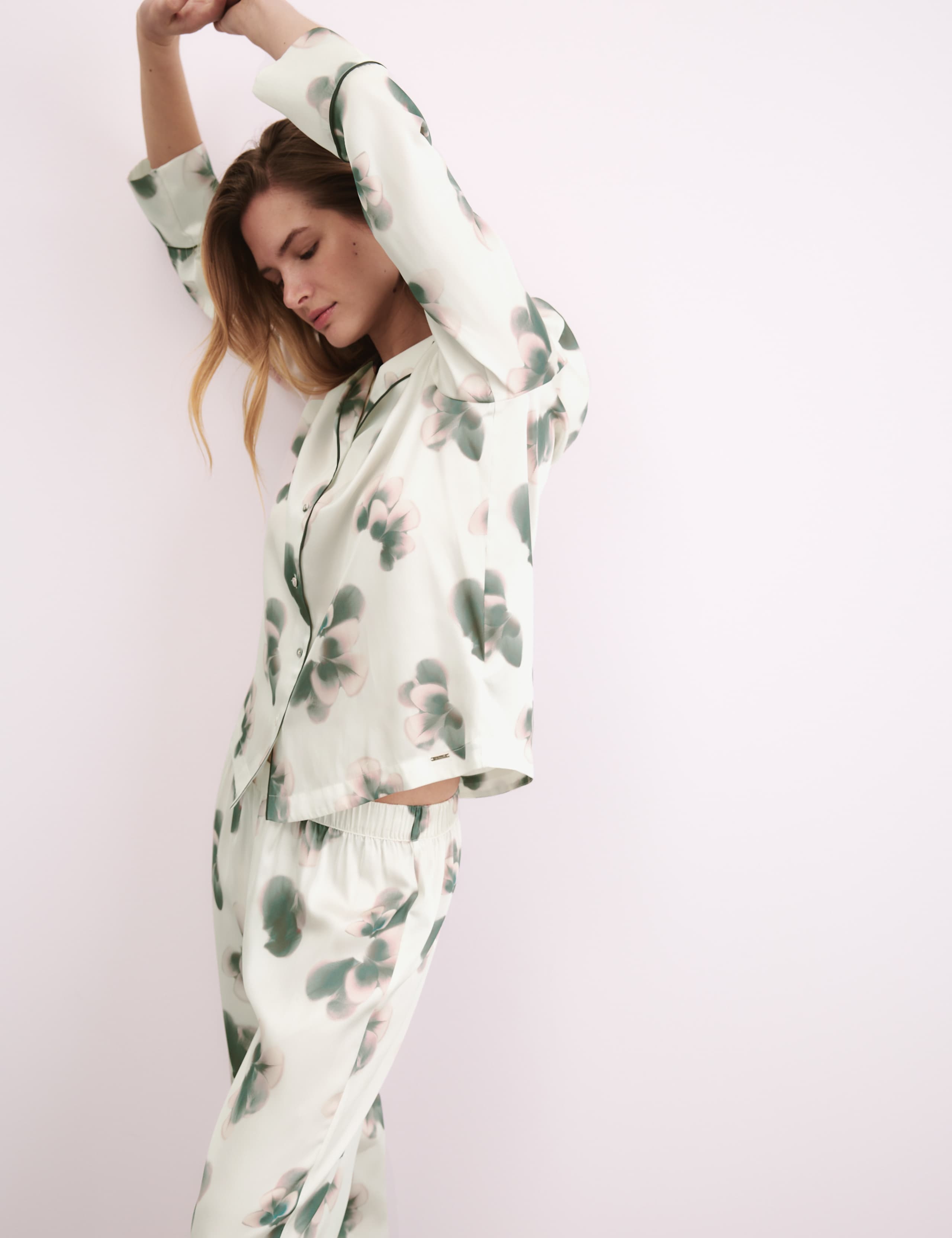 Satin Floral Print Pyjama Set 7 of 8