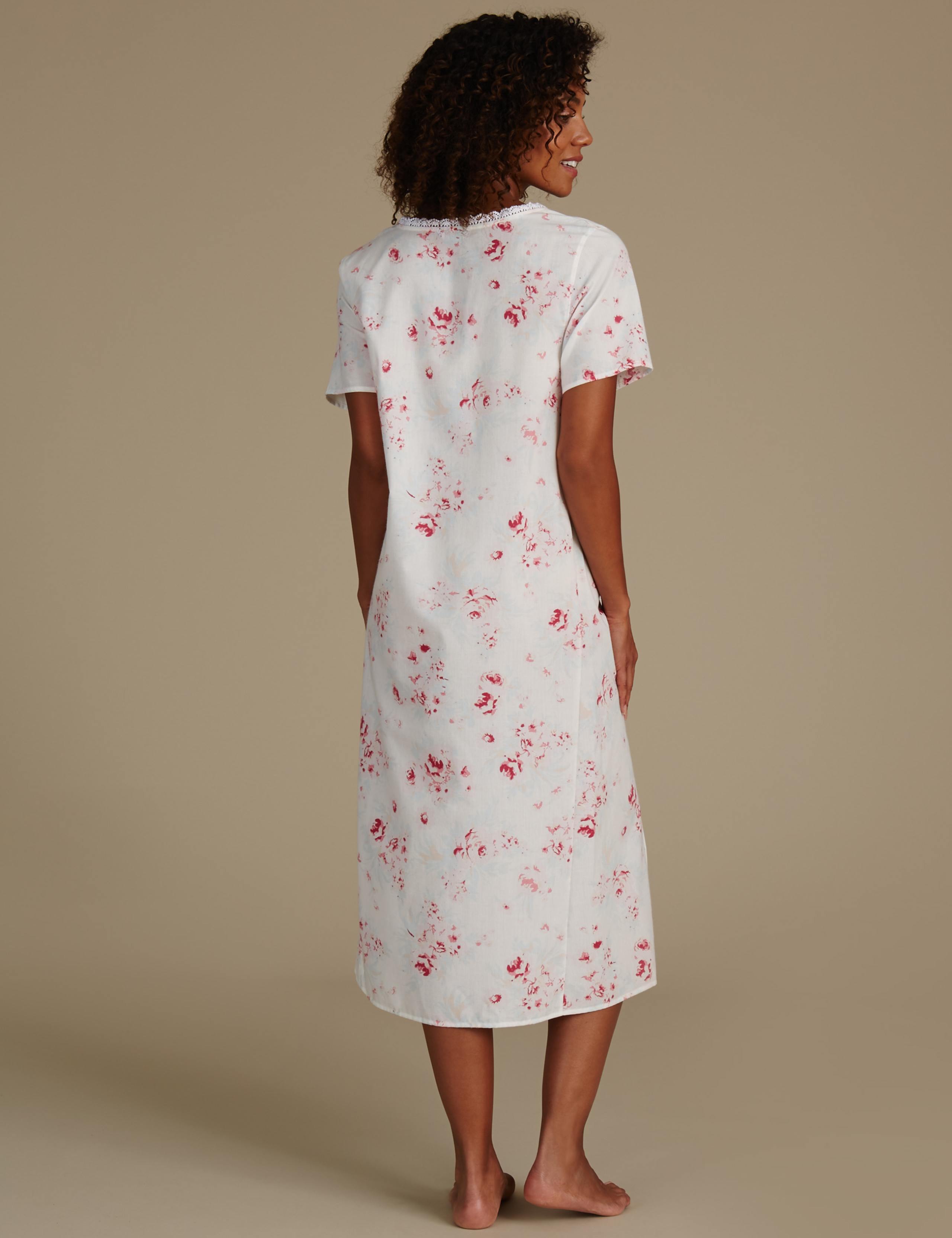Cotton Blend Printed Pintuck Nightdress 2 of 4