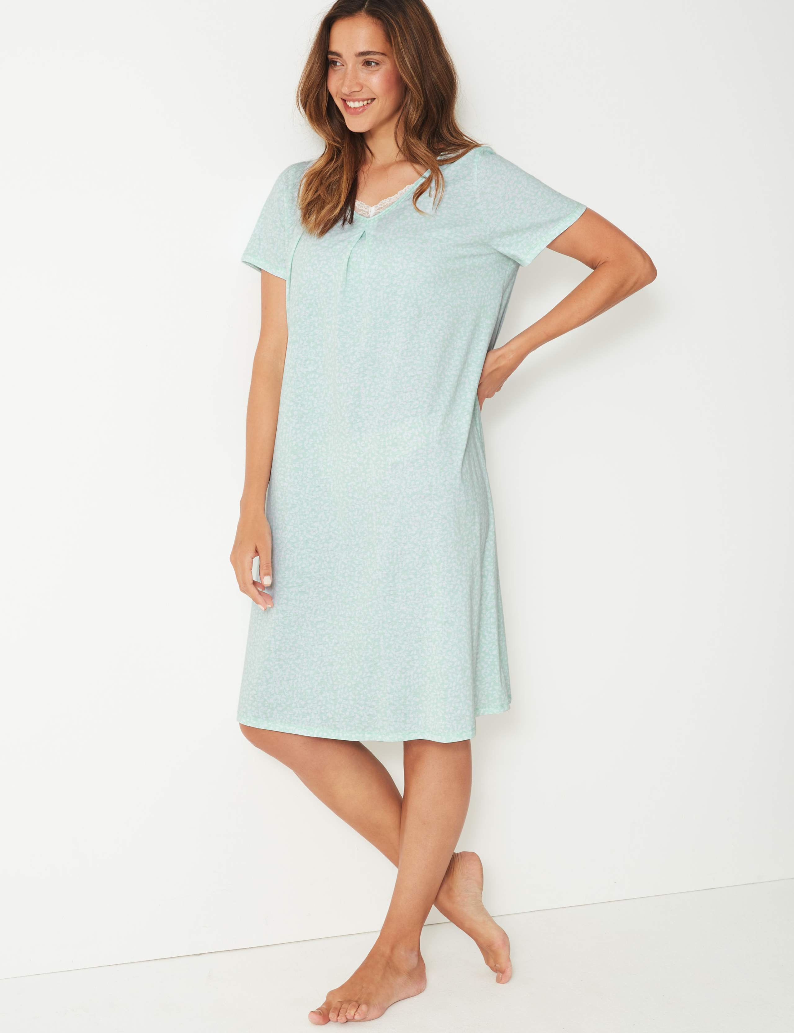 Jersey Leaf Short Nightdress 1 of 4