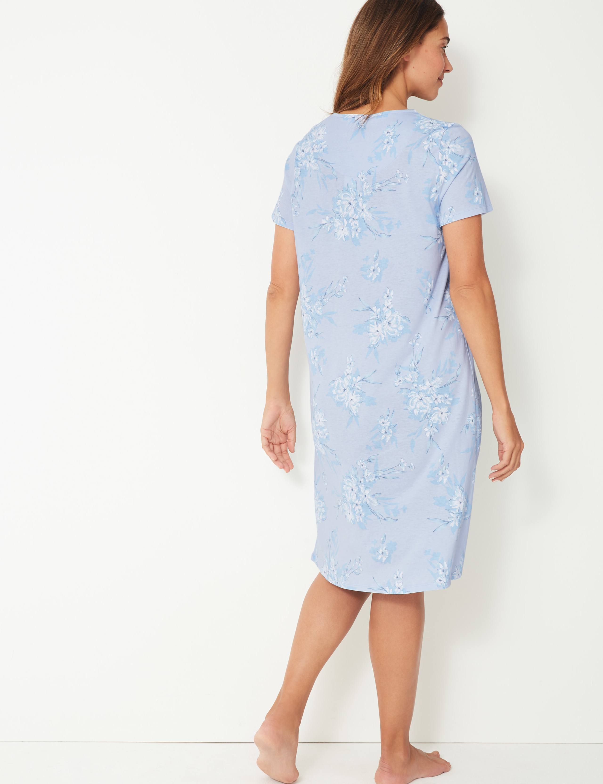 Jersey Floral Short Sleeve Nightdress 4 of 4