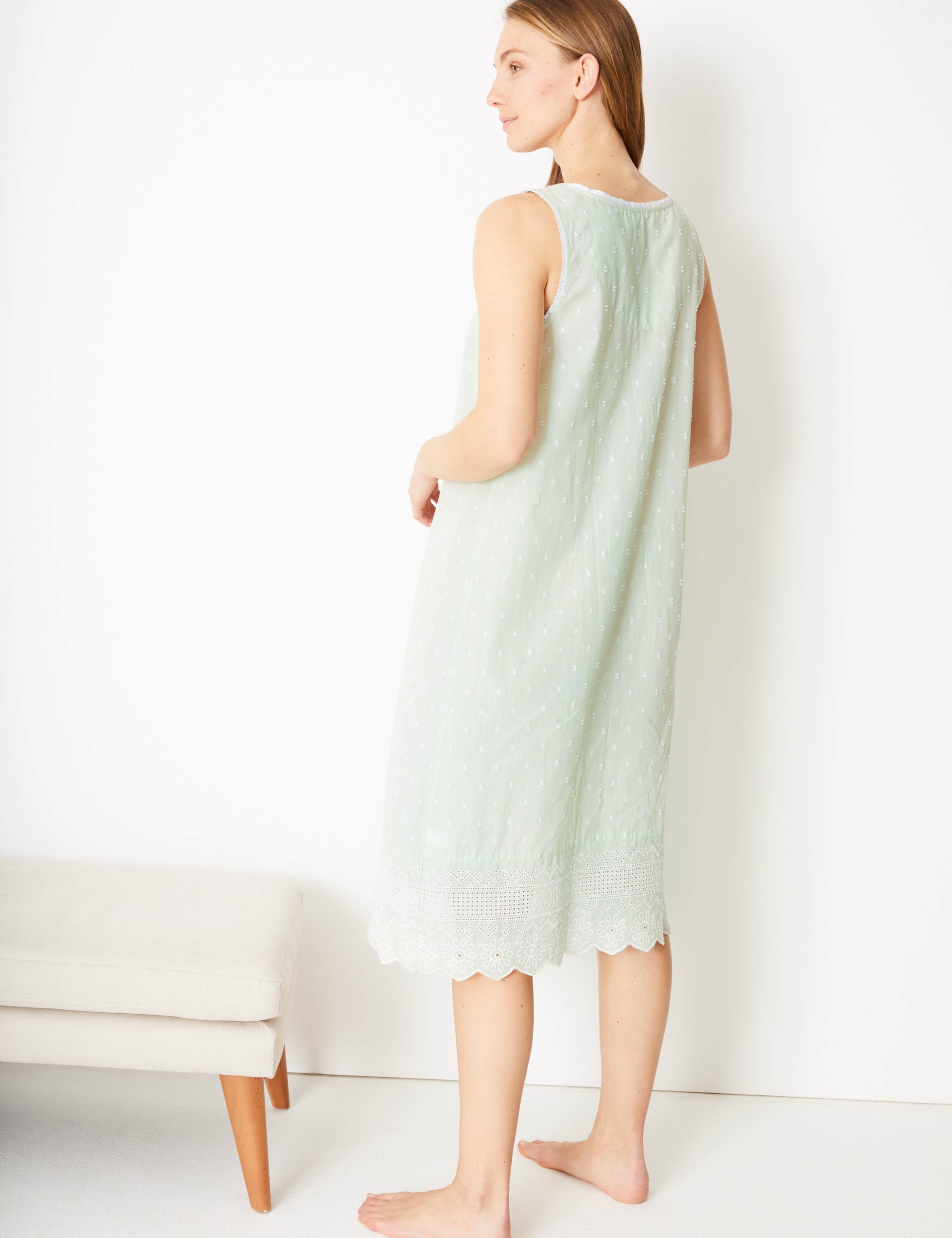 Pure Cotton Embroidered Dobby Nightdress 3 of 4