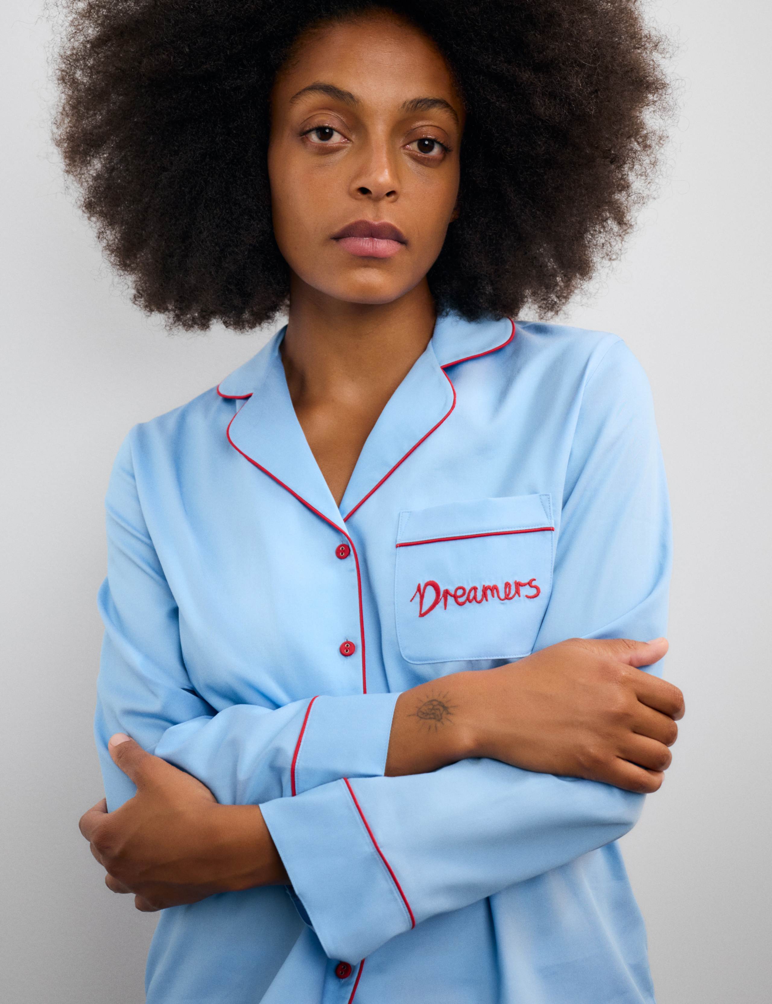 Pure Cotton Sateen Slogan Pyjama Set 3 of 7