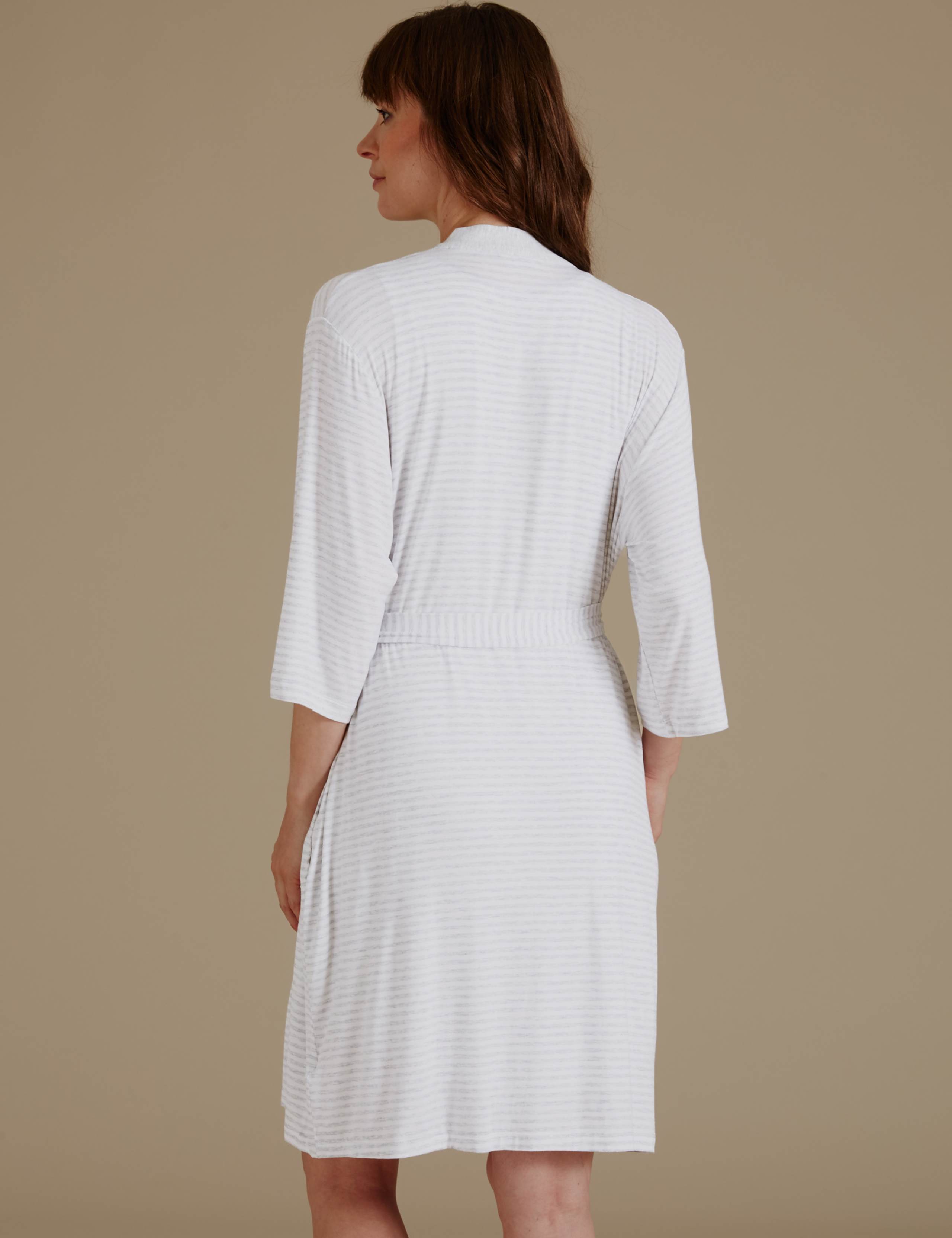 Maternity Striped Short Dressing Gown 3 of 7