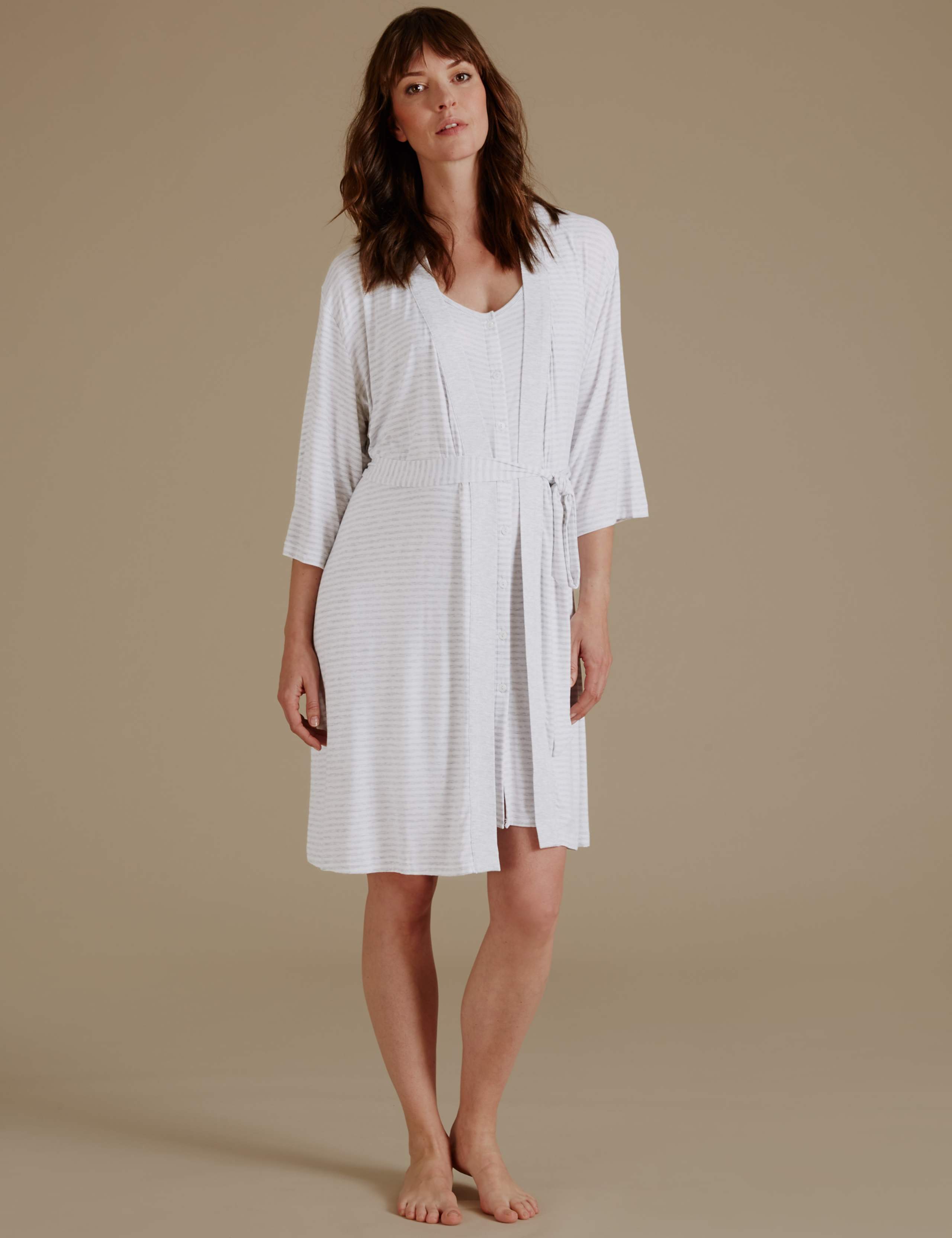 Maternity Striped Short Dressing Gown 5 of 7