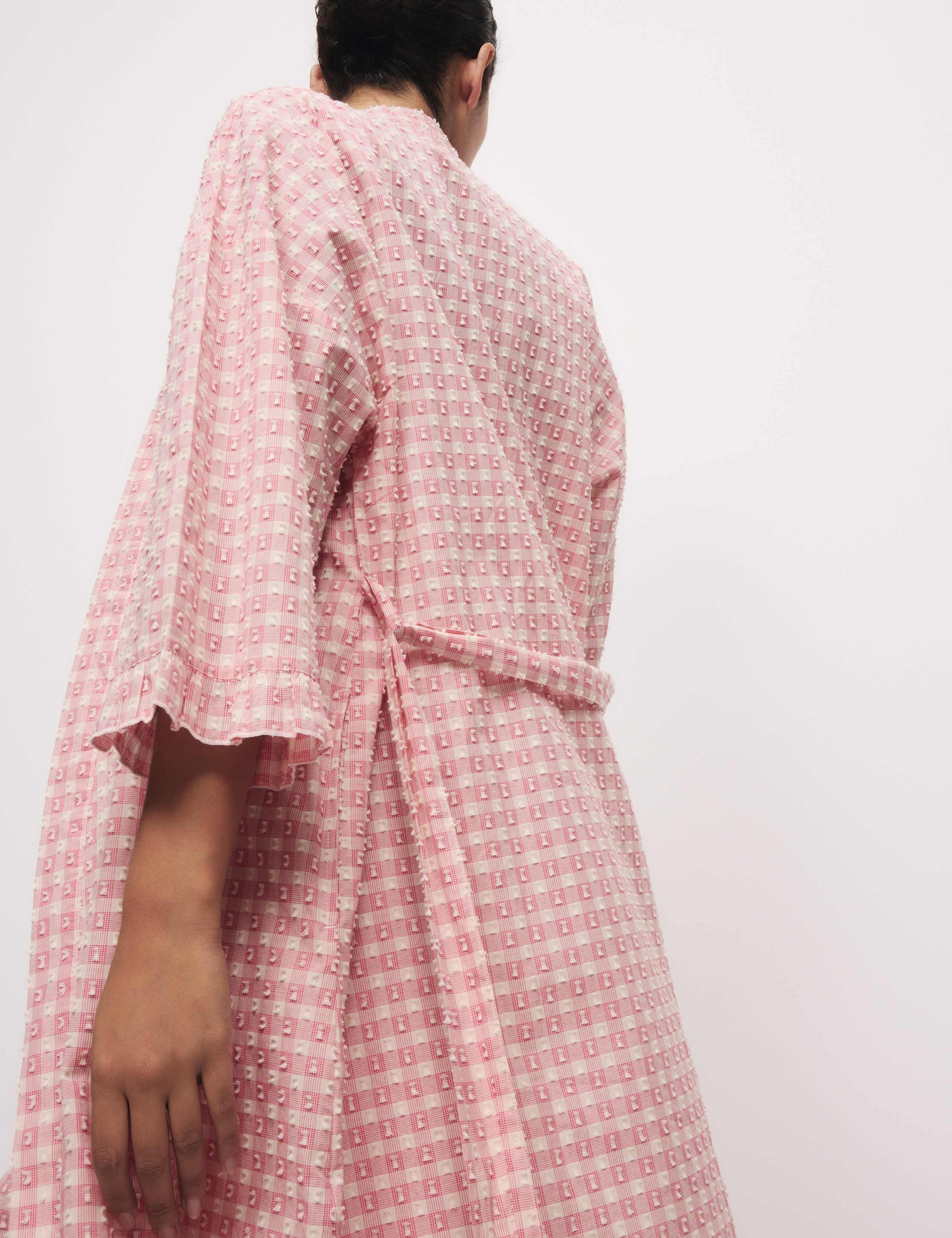 Pure Cotton Gingham Yarn Dyed Dobby Wrap 4 of 5