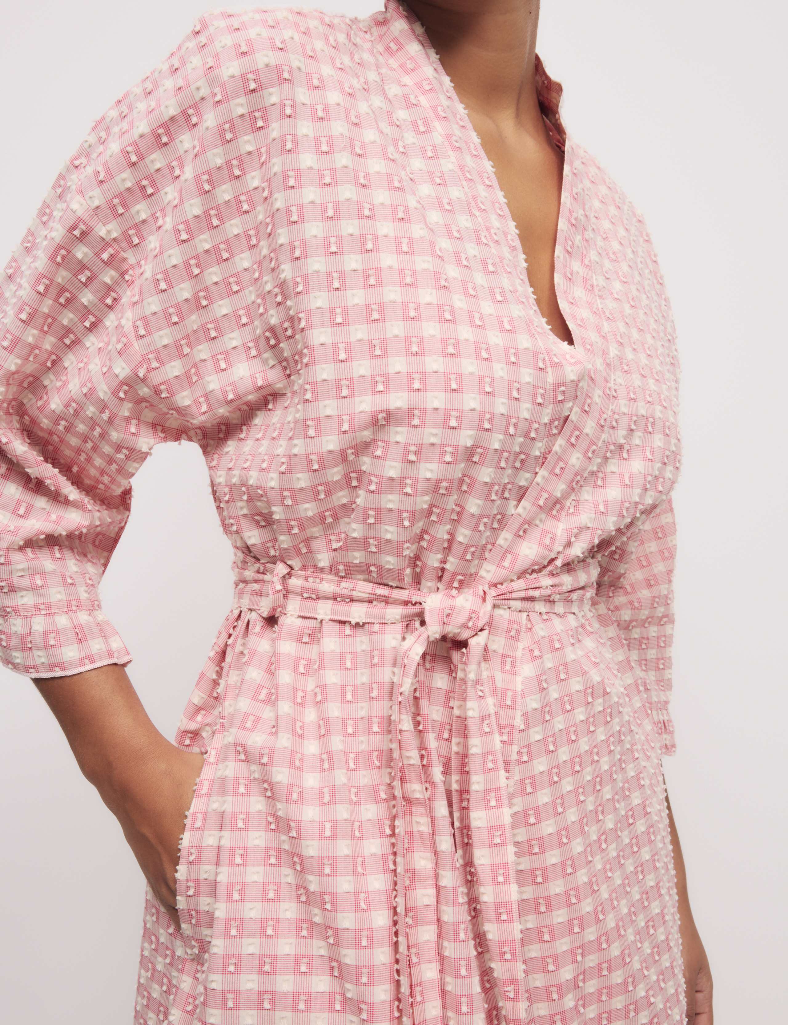 Pure Cotton Gingham Yarn Dyed Dobby Wrap 5 of 5