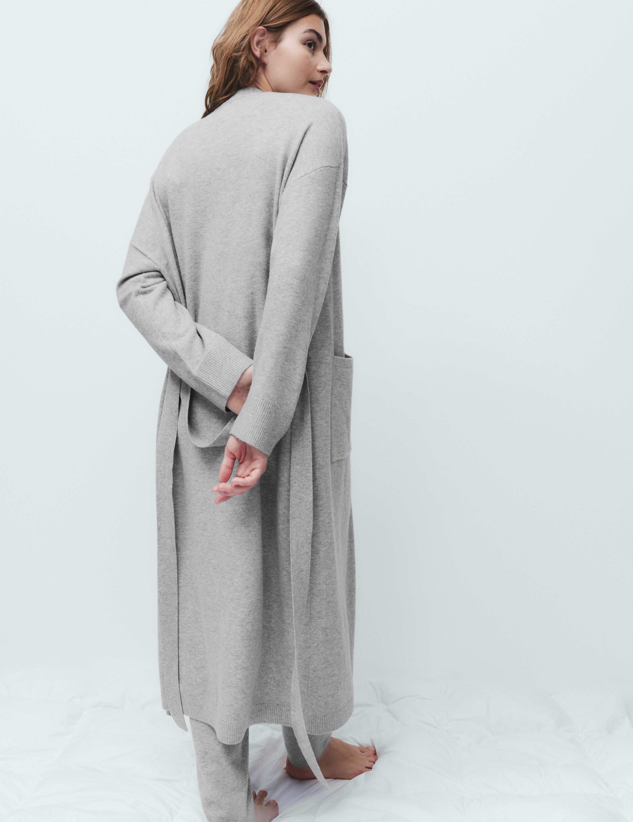 Knitted Longline Wrap with Cotton 4 of 6