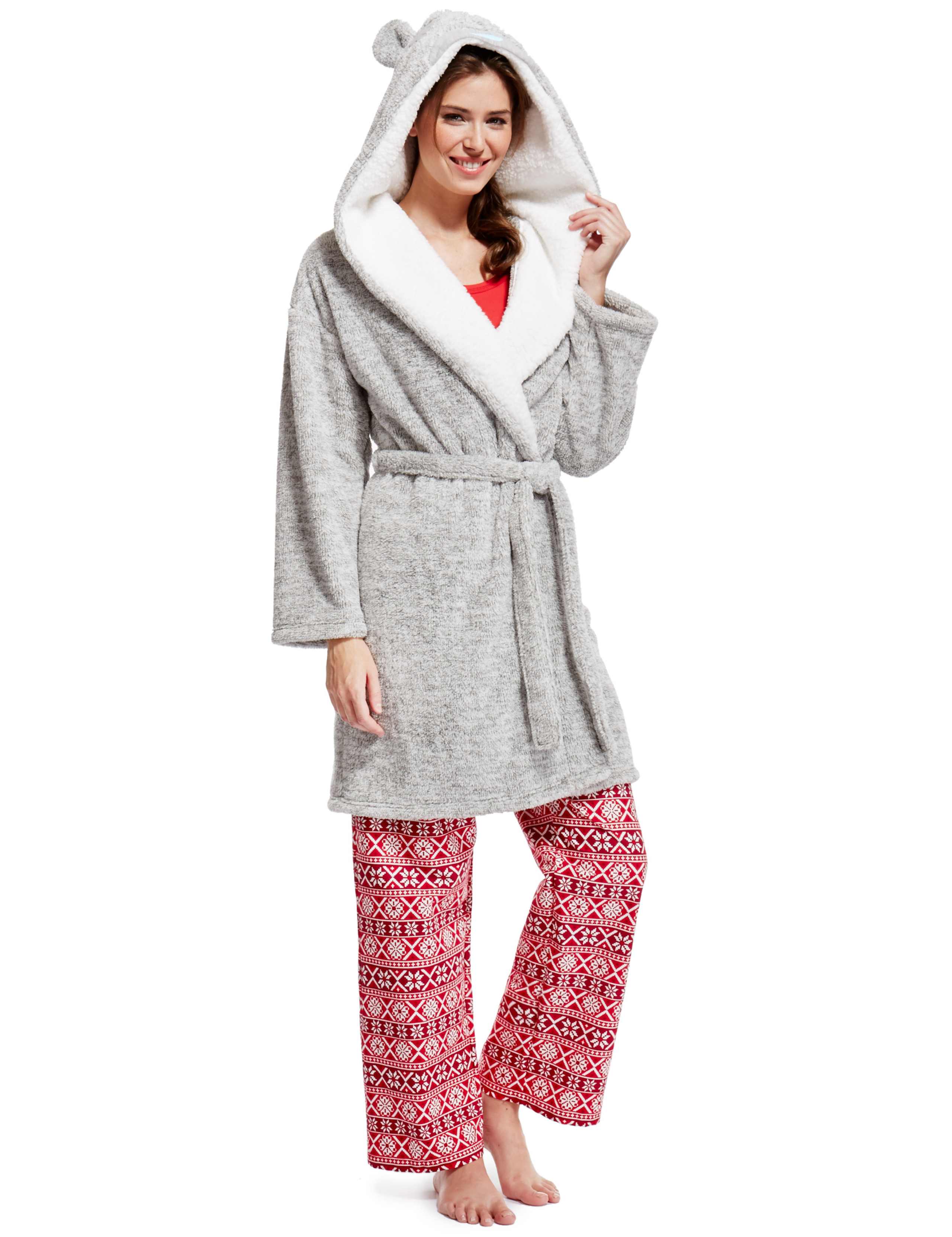 Hooded Tatty Teddy Embossed Fleece Dressing Gown 1 of 4