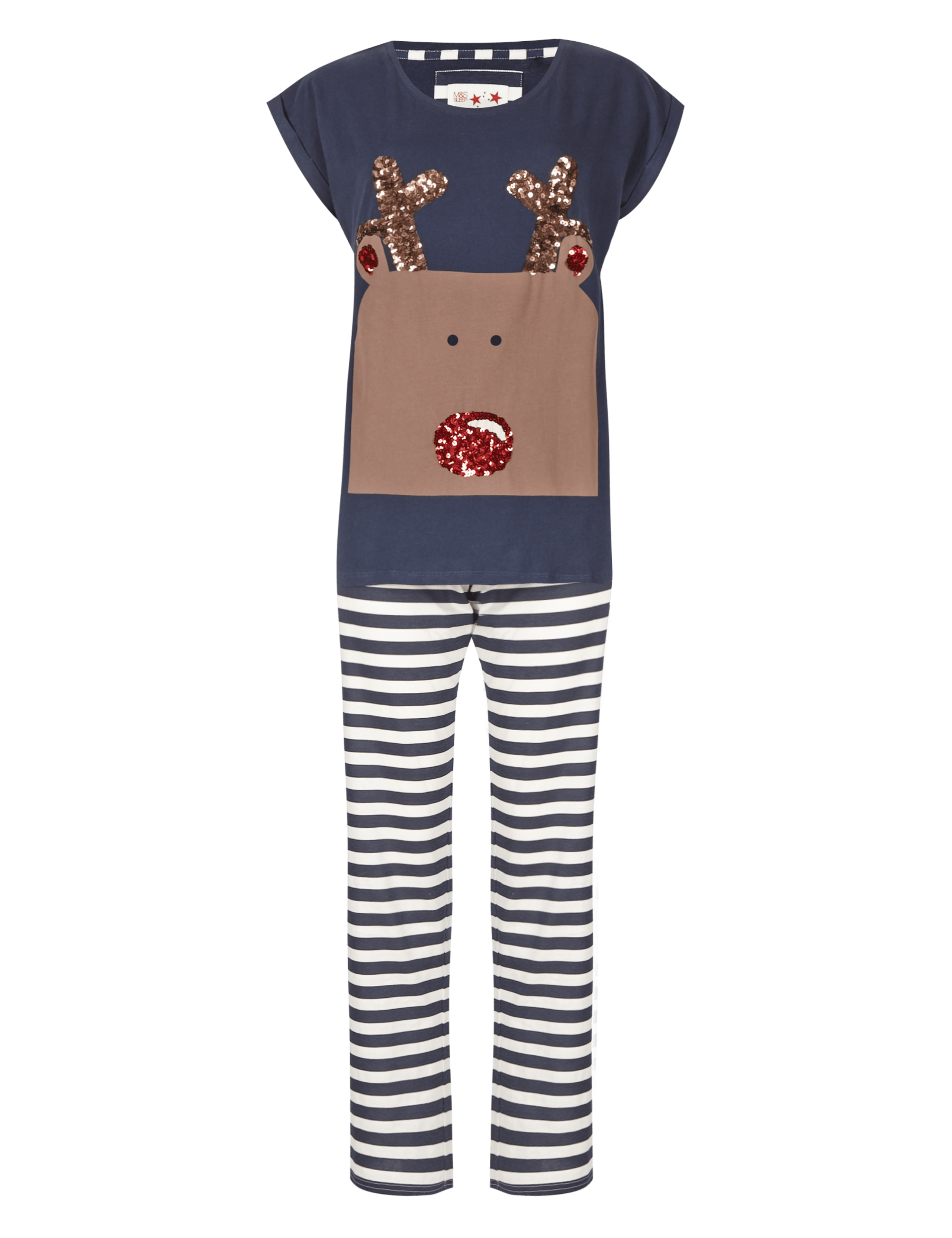 Pure Cotton Sequin Embellished Reindeer Pyjamas | M&S Collection | M&S