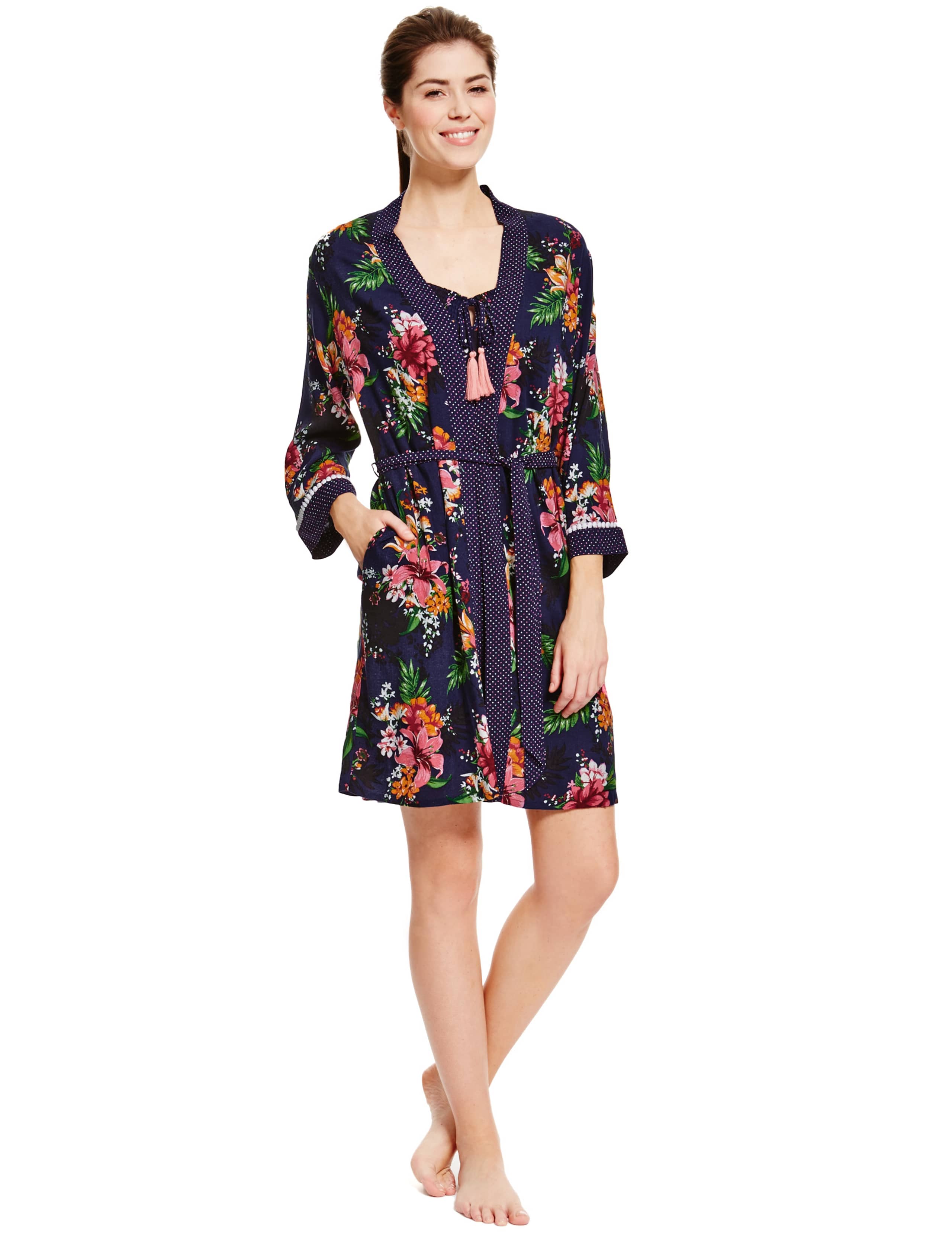 Tropical Print Belted Wrap 1 of 4