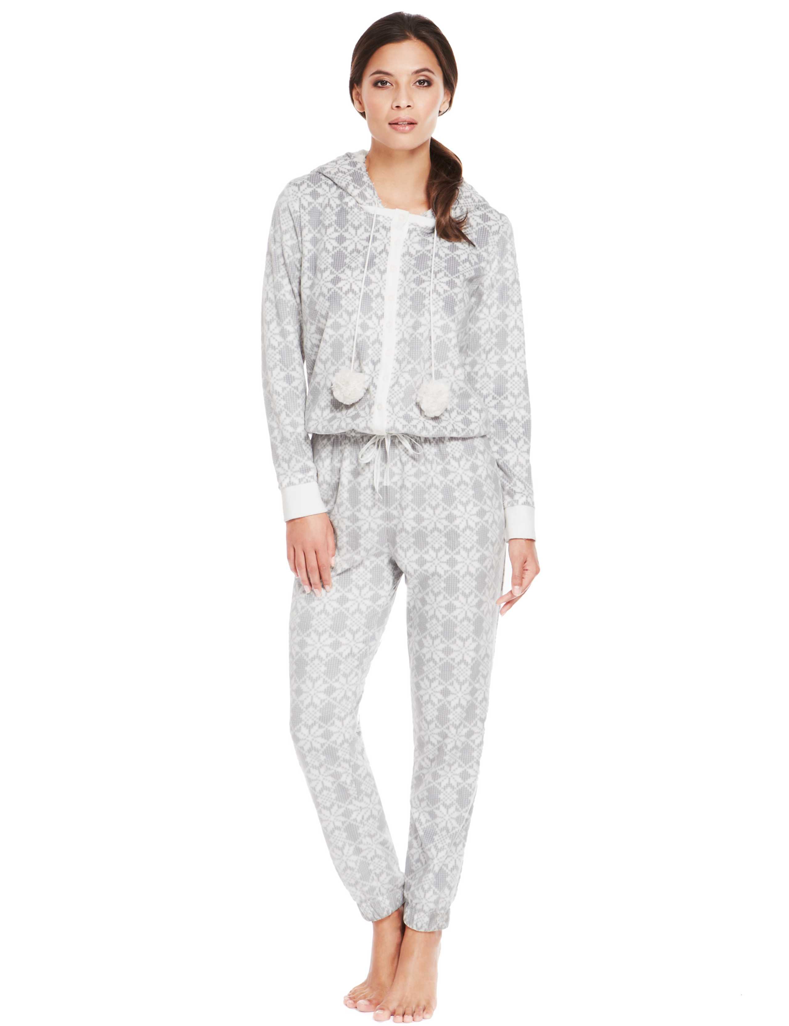 Hooded Fair Isle Fleece Onesie 1 of 5