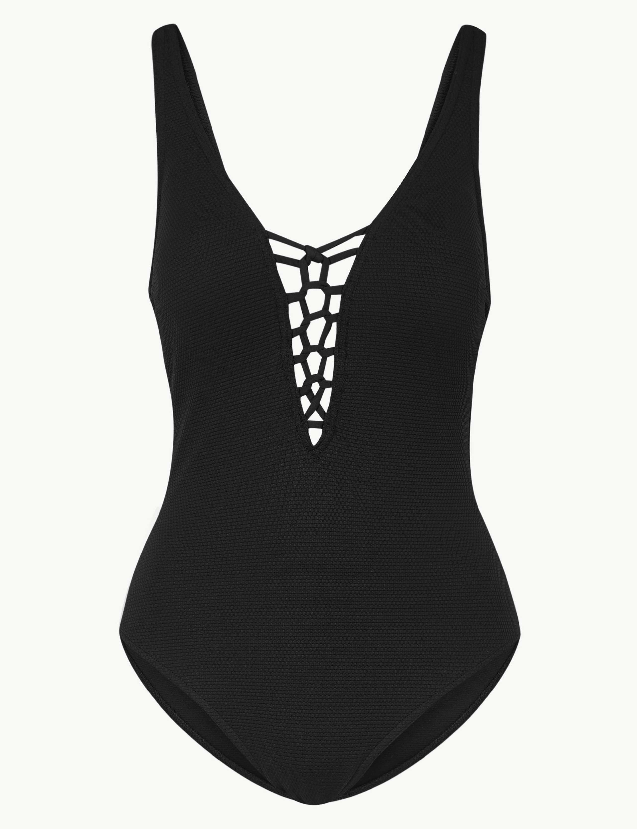 Secret Slimming™ Non-Wired Textured Plunge Swimsuit 2 of 4