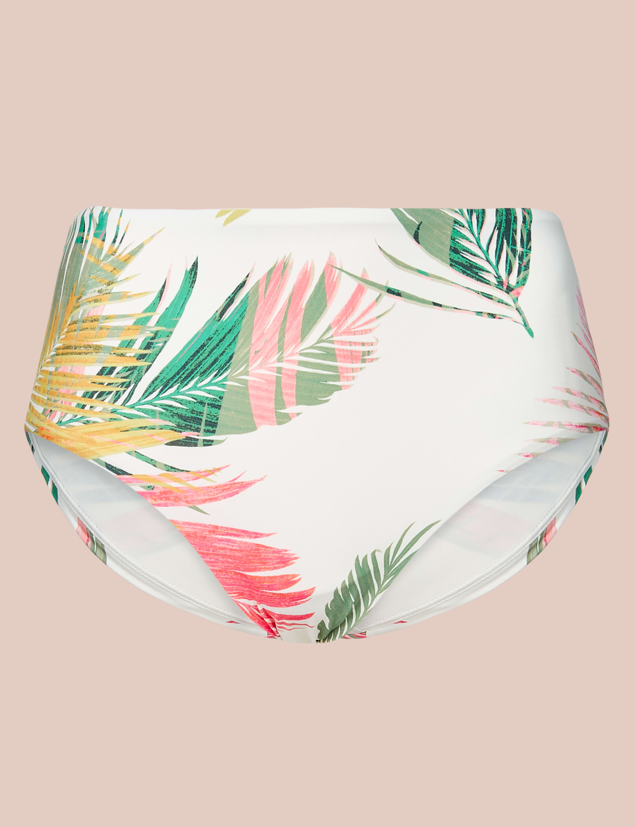 Palm Print High Waisted Bikini Bottoms 2 of 4