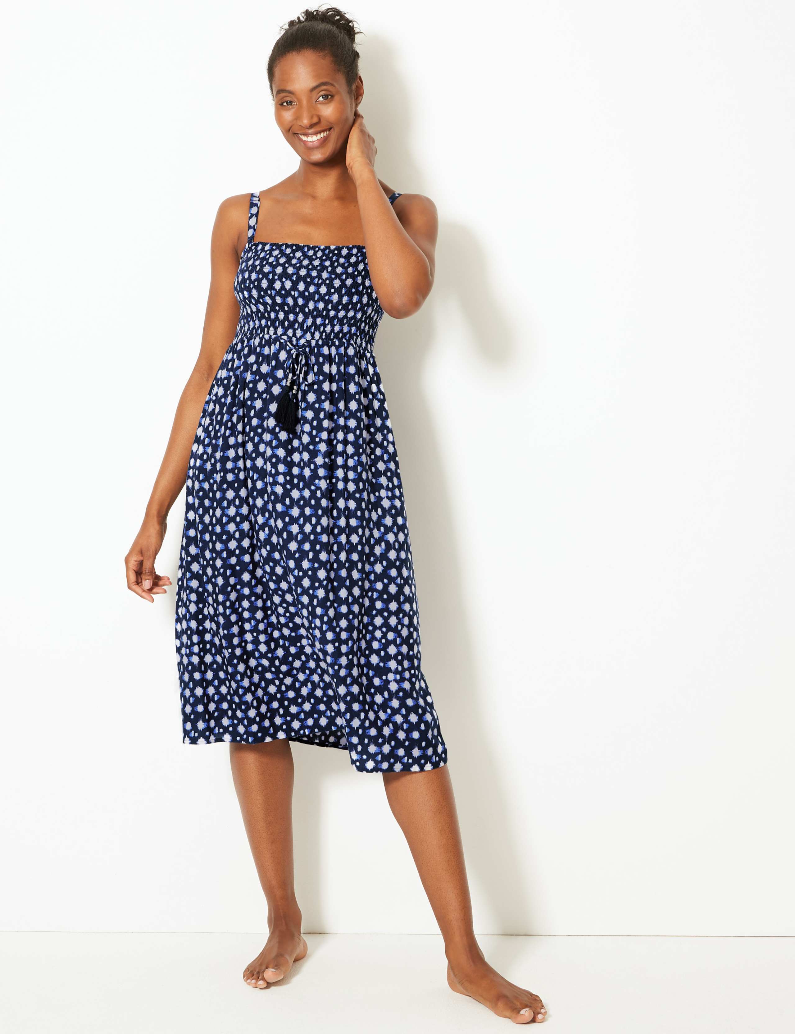 Shirred Beach Slip Dress 1 of 5