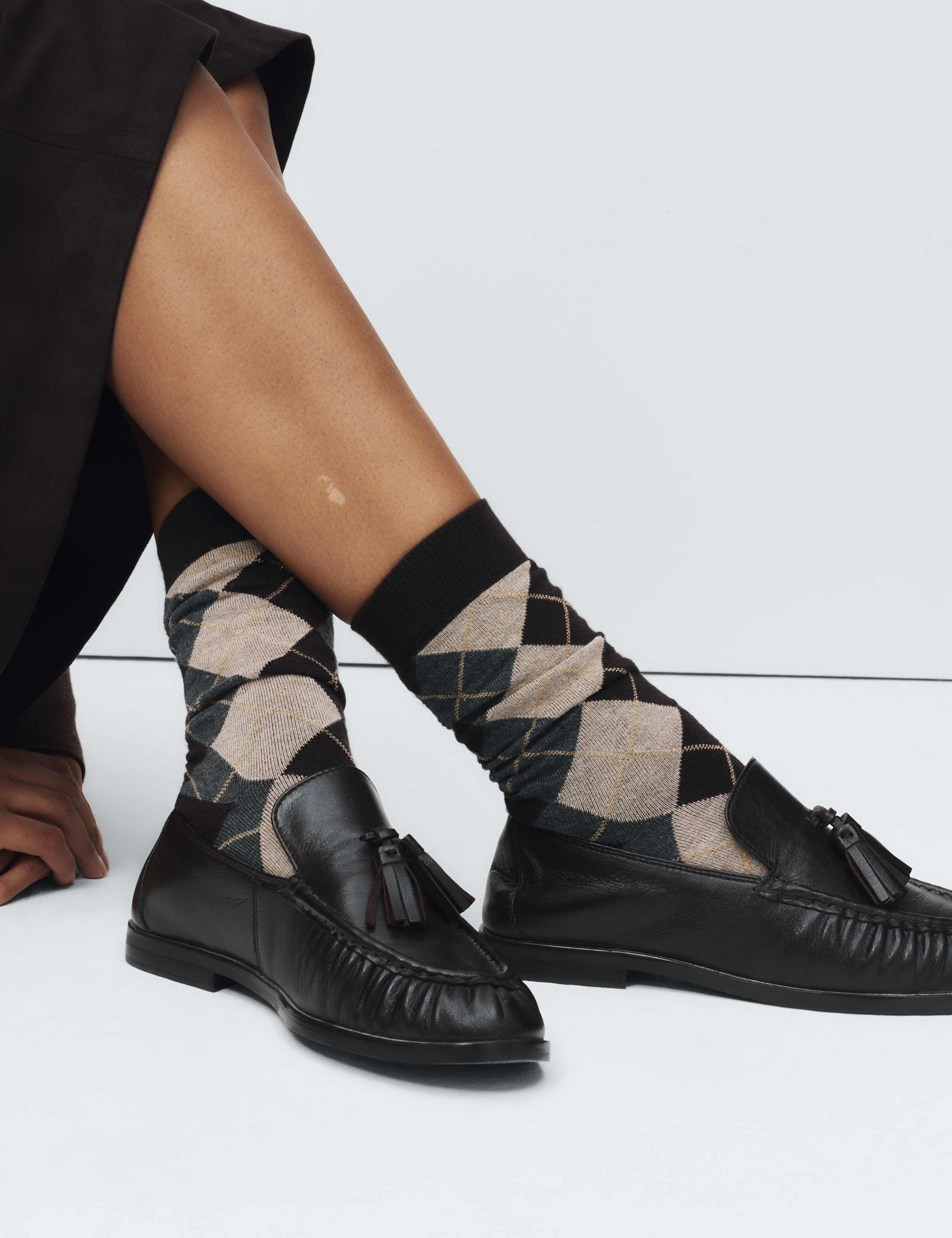 2pk Sparkle Argyle Crew Socks 1 of 4