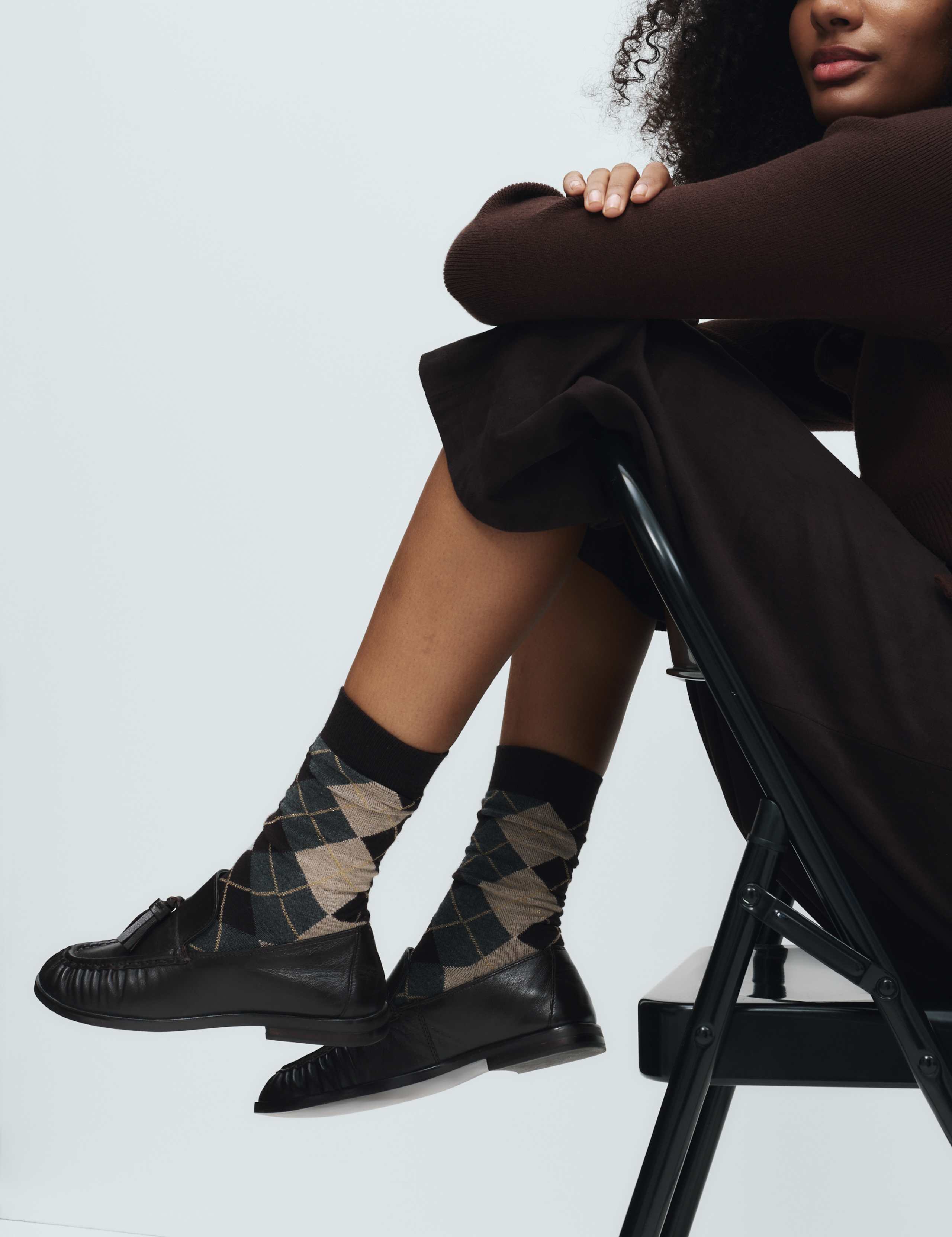 2pk Sparkle Argyle Crew Socks 4 of 4