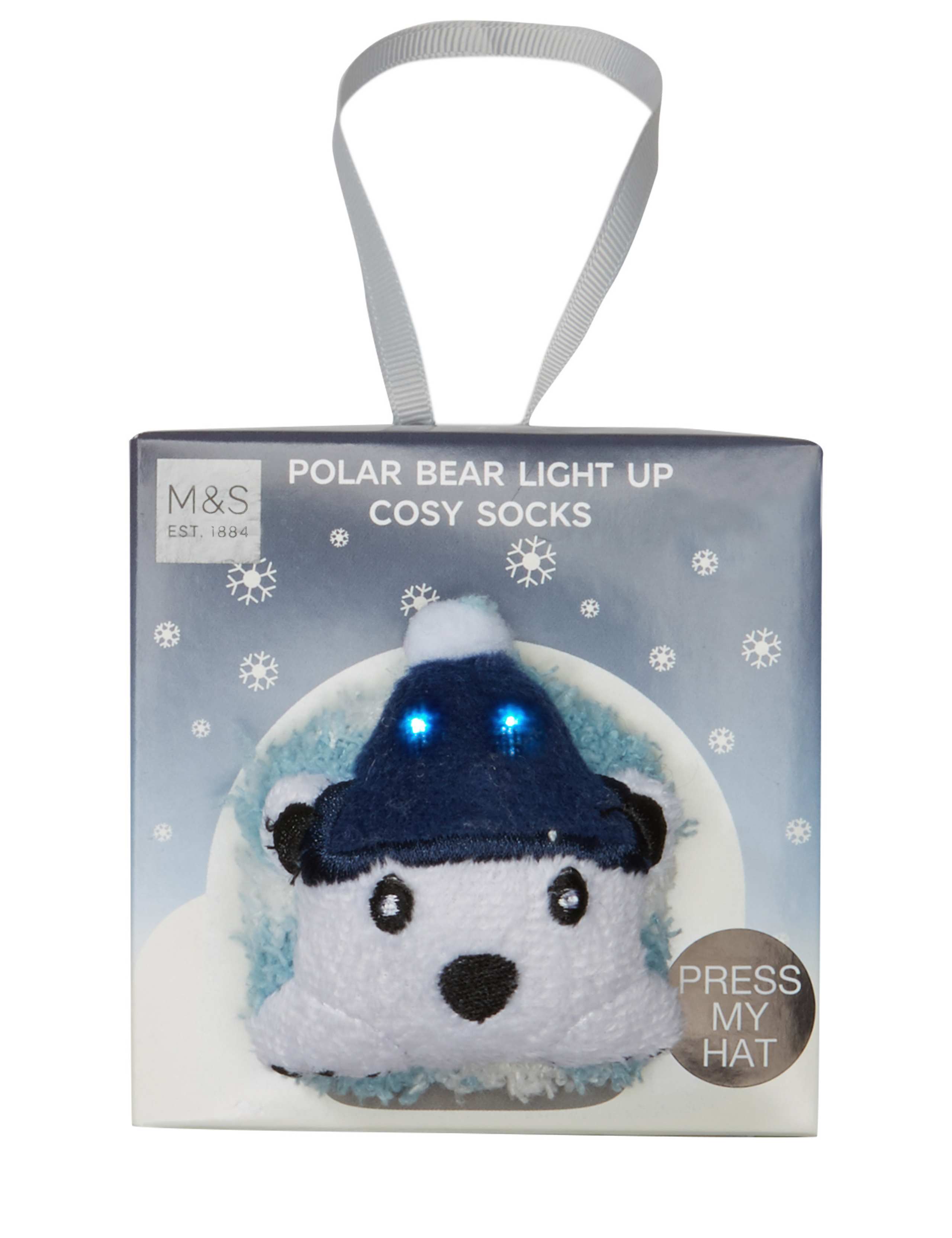 3D Polar Bear Cosy Bed Socks with Flashing LED Light 1 of 3