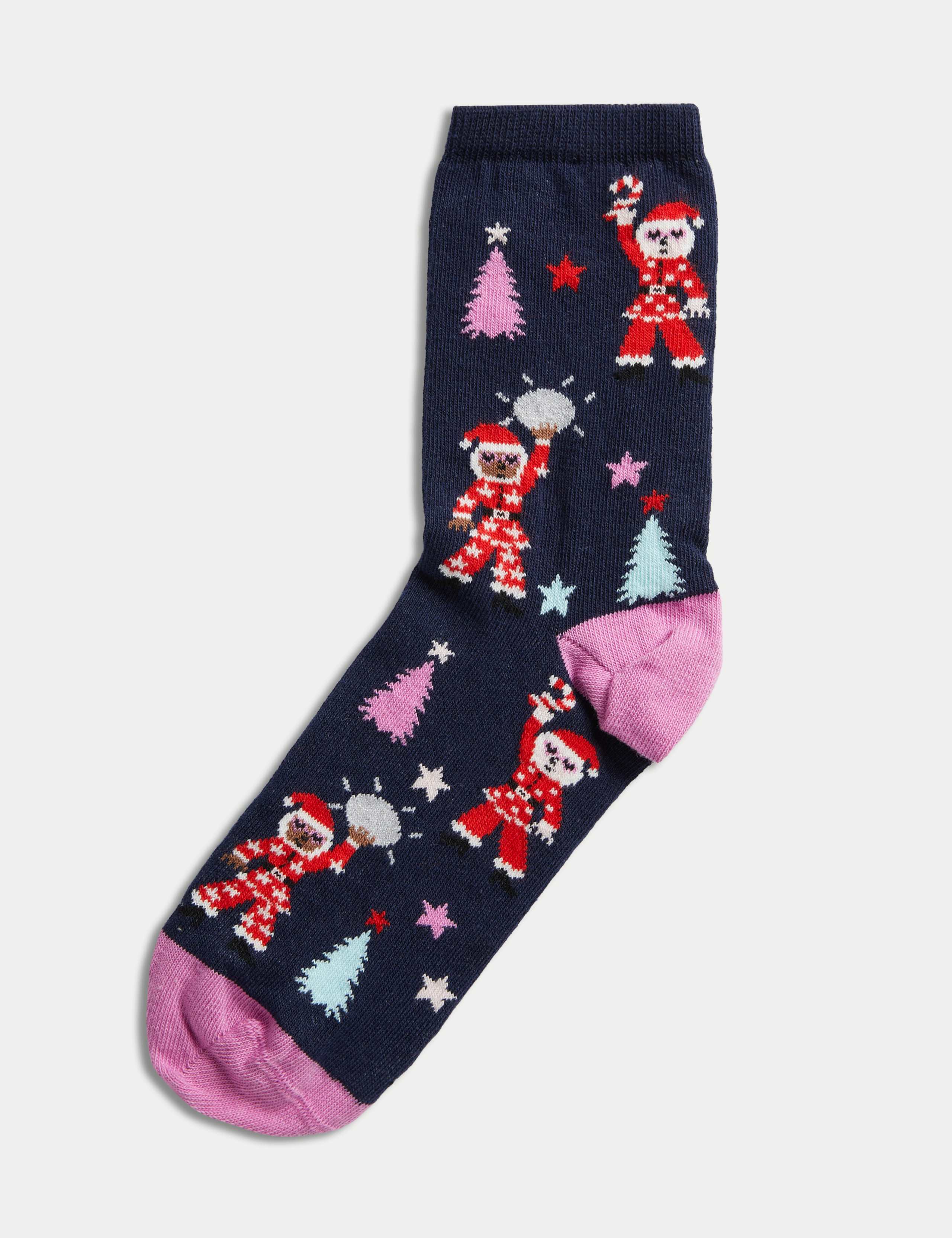 Cotton Rich Disco Santa Ankle High Socks 1 of 2