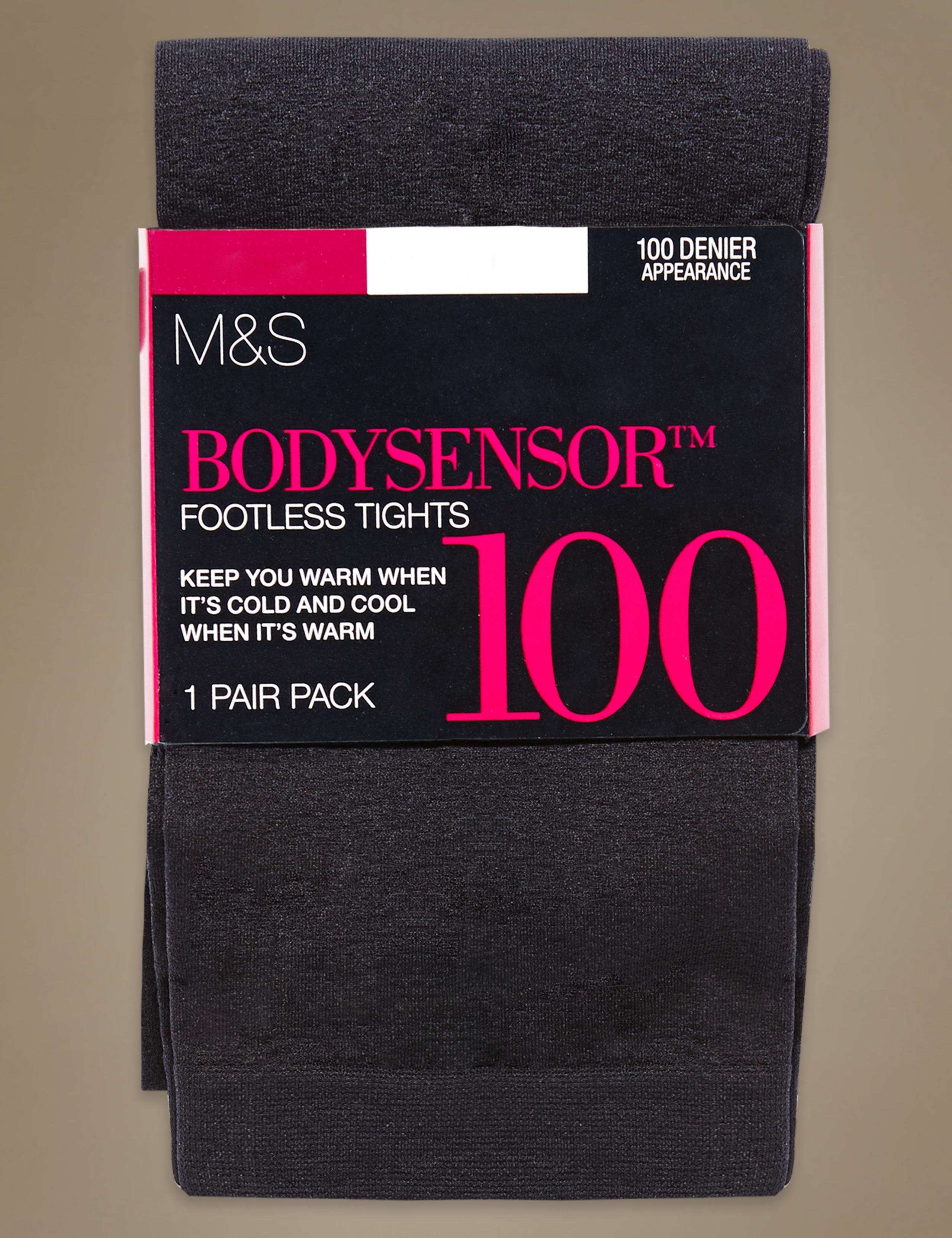 100 Denier Body Sensor™ Opaque Footless Tights 2 of 3