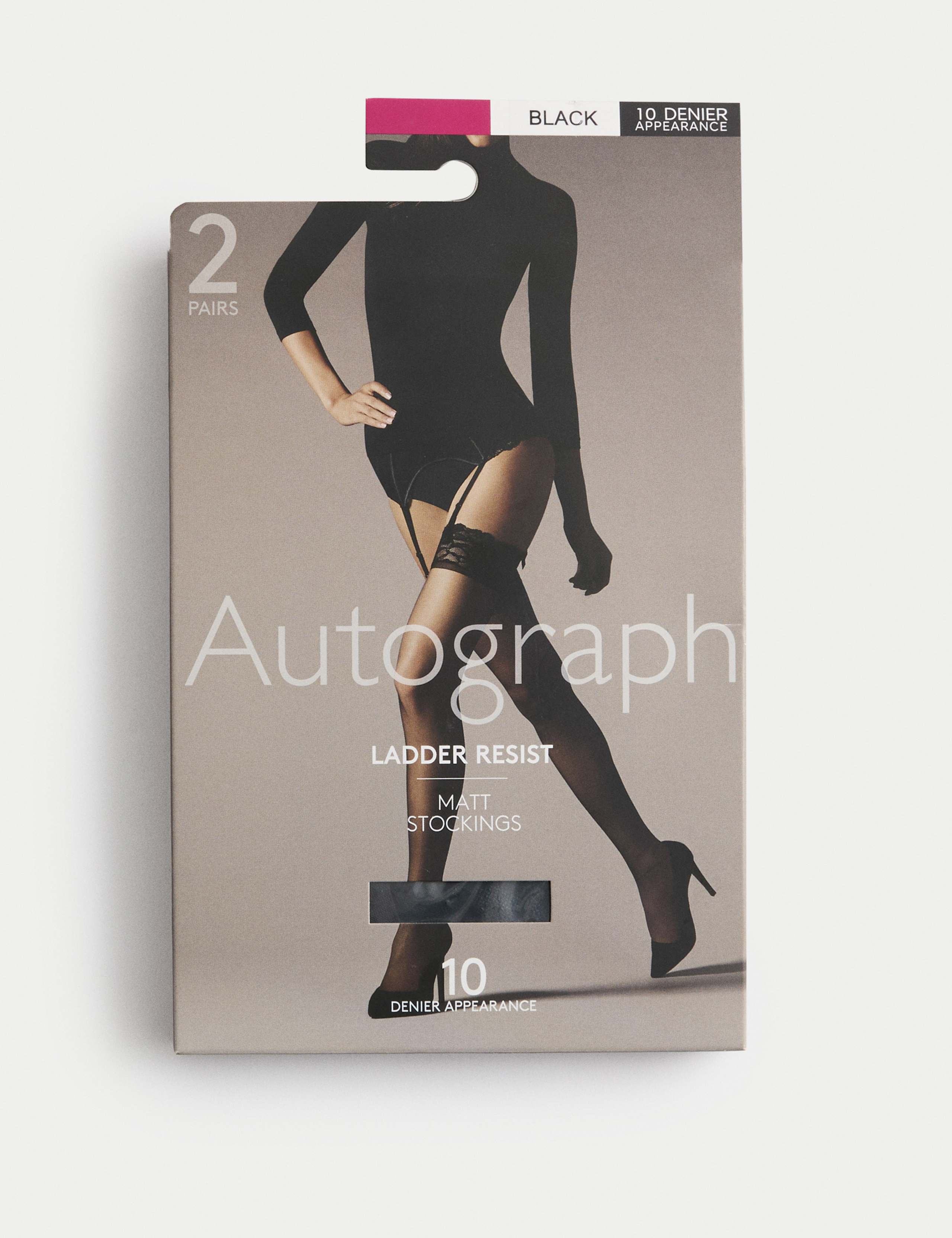 2 Pack 10 Denier Ladder Resist Matt Stockings 1 of 2