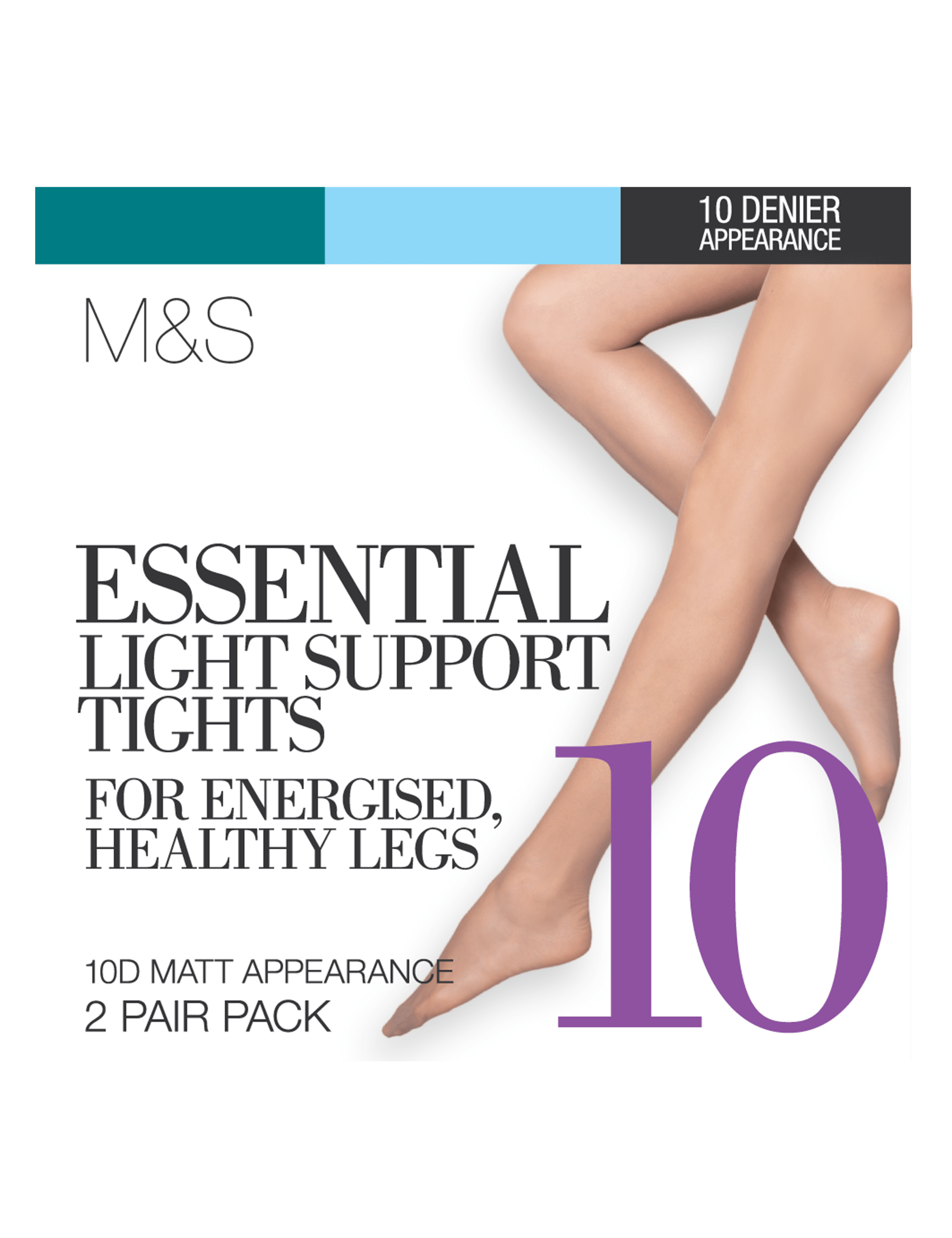 2 Pair Pack 10 Denier Matt Light Support Tights 2 of 2