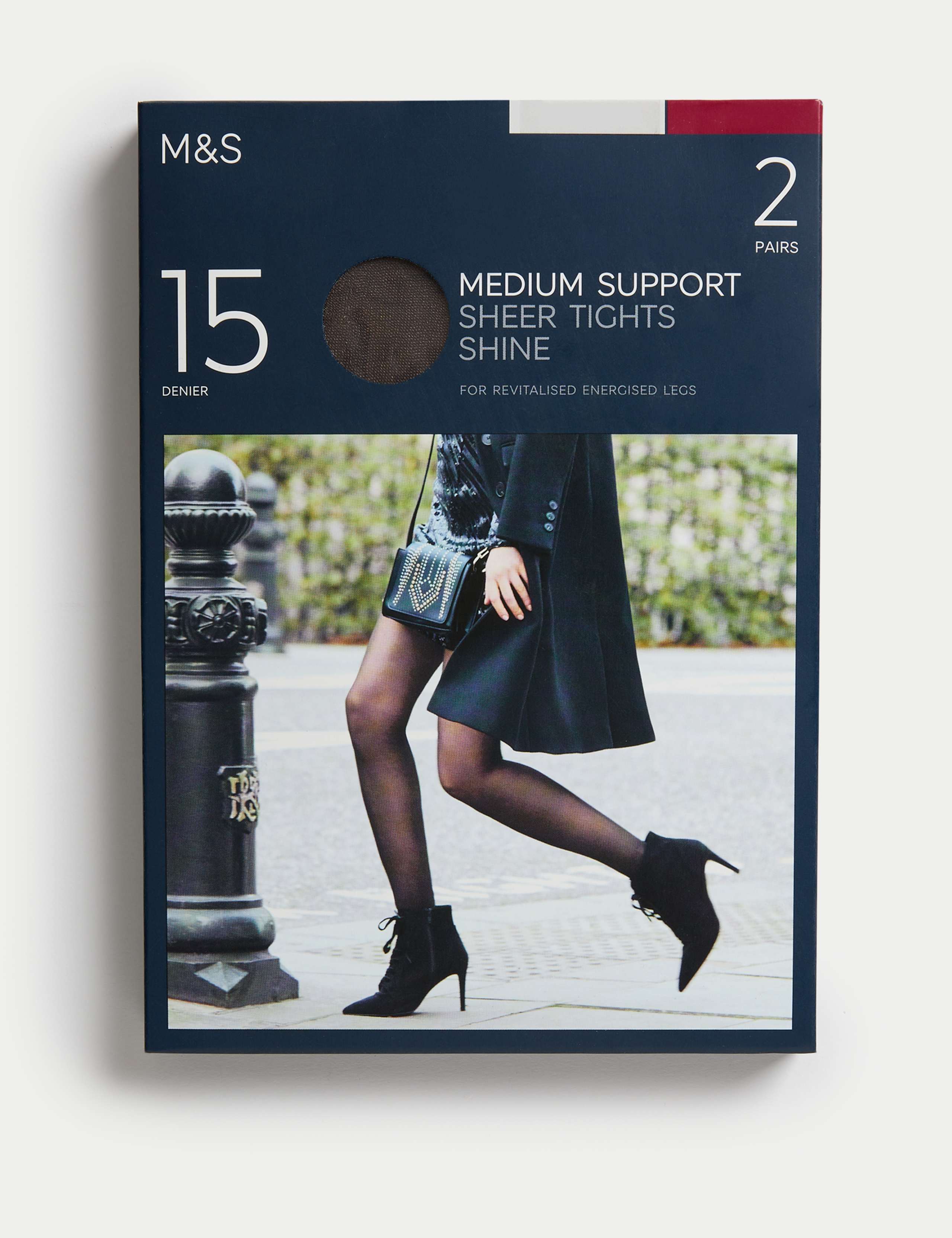 2 Pack 15 Denier Medium Support Sheer Tights 2 of 5